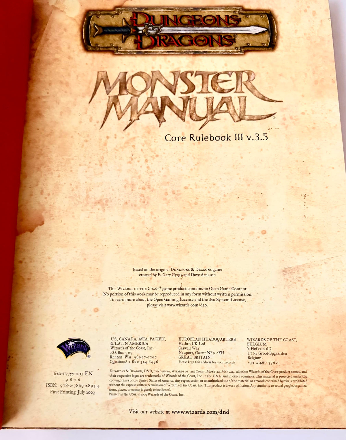 Monster Manual: Core Rulebook III v. 3.5 (Dungeons & Dragons d20 System)