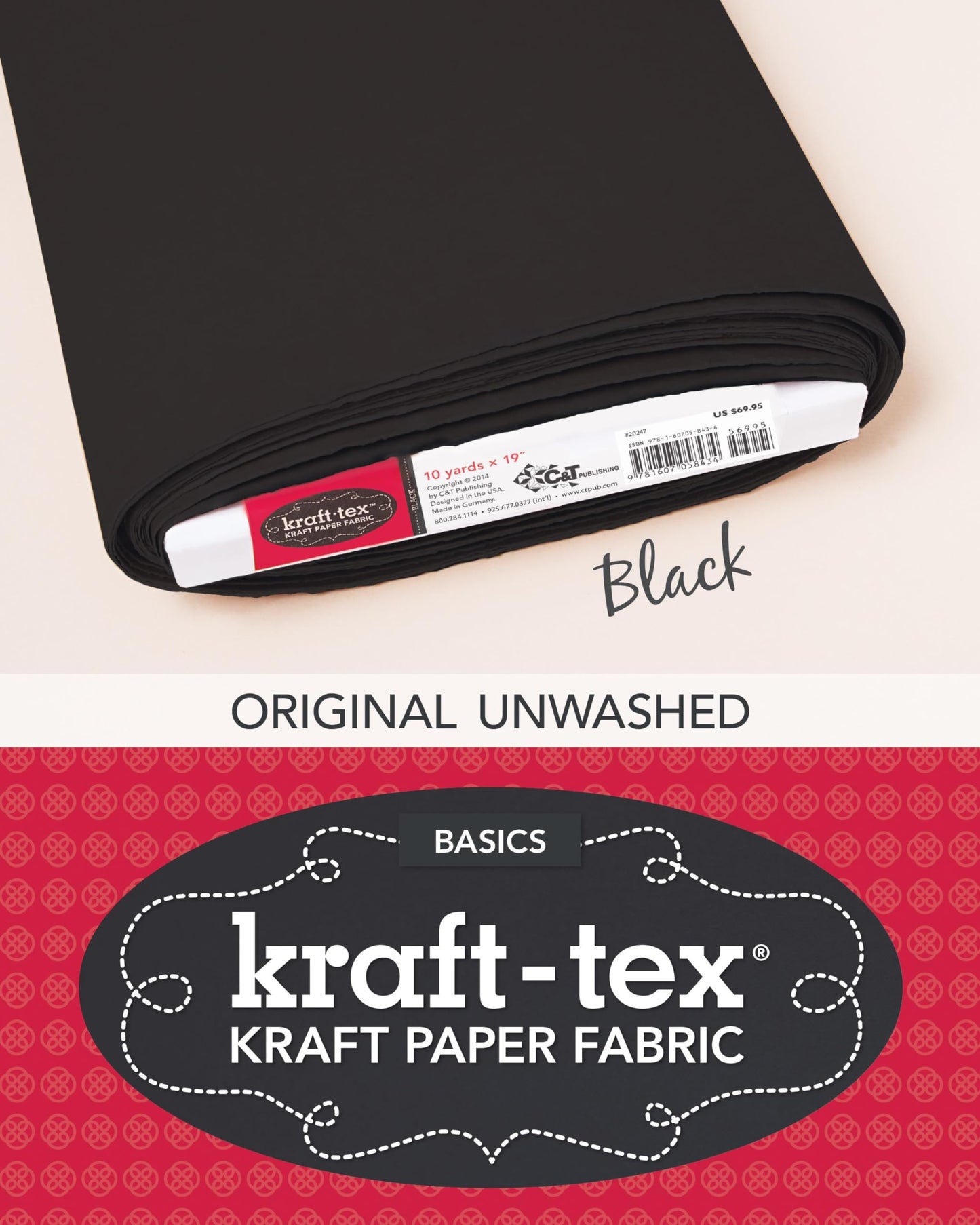 kraft-tex Bolt 19 x 10 yards, Black: Kraft Paper Fabric (kraft-tex Basics)
