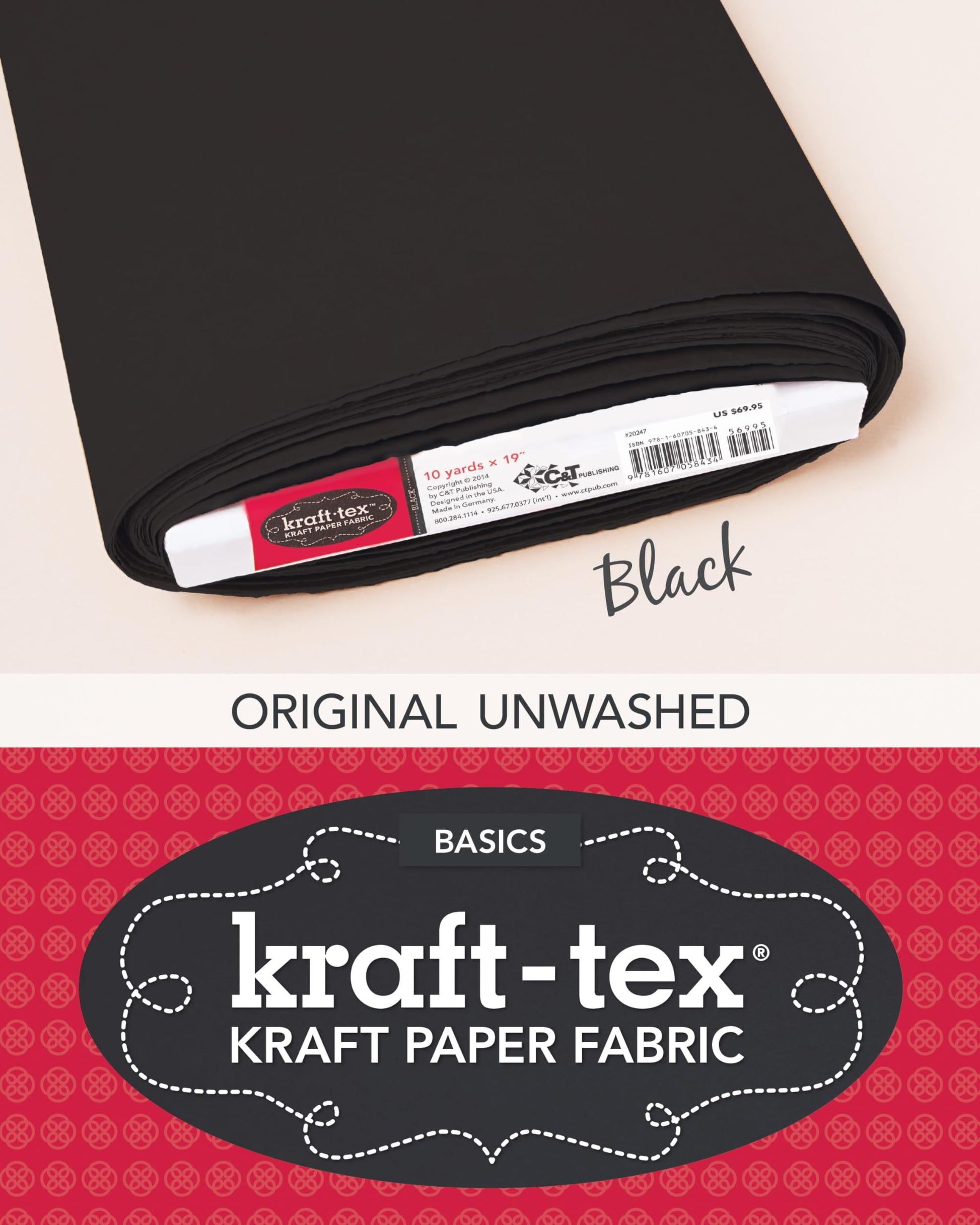 kraft-tex Bolt 19 x 10 yards, Black: Kraft Paper Fabric (kraft-tex Basics)