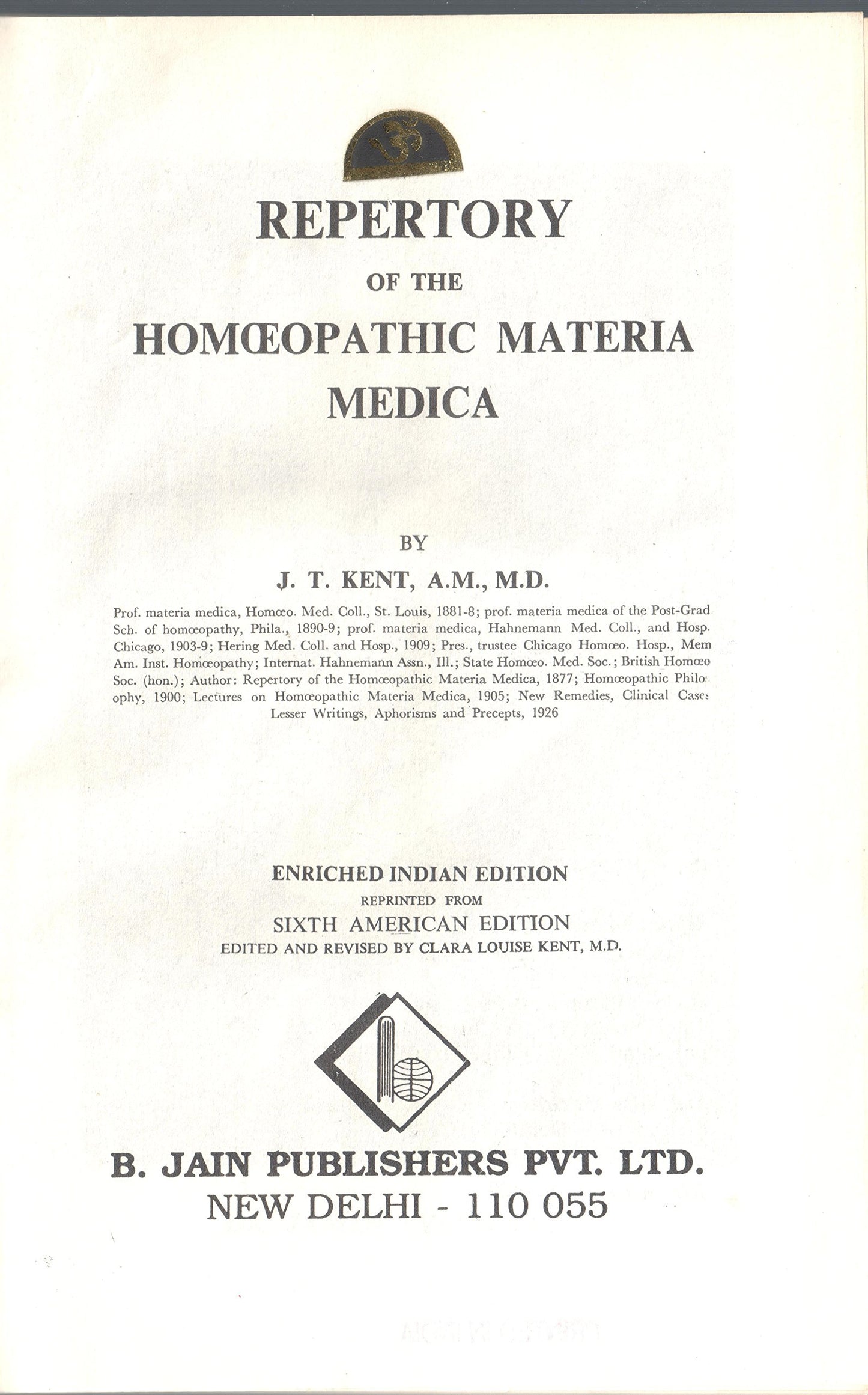 Repertory of the Homeopathic Materia Medica and a Word Index