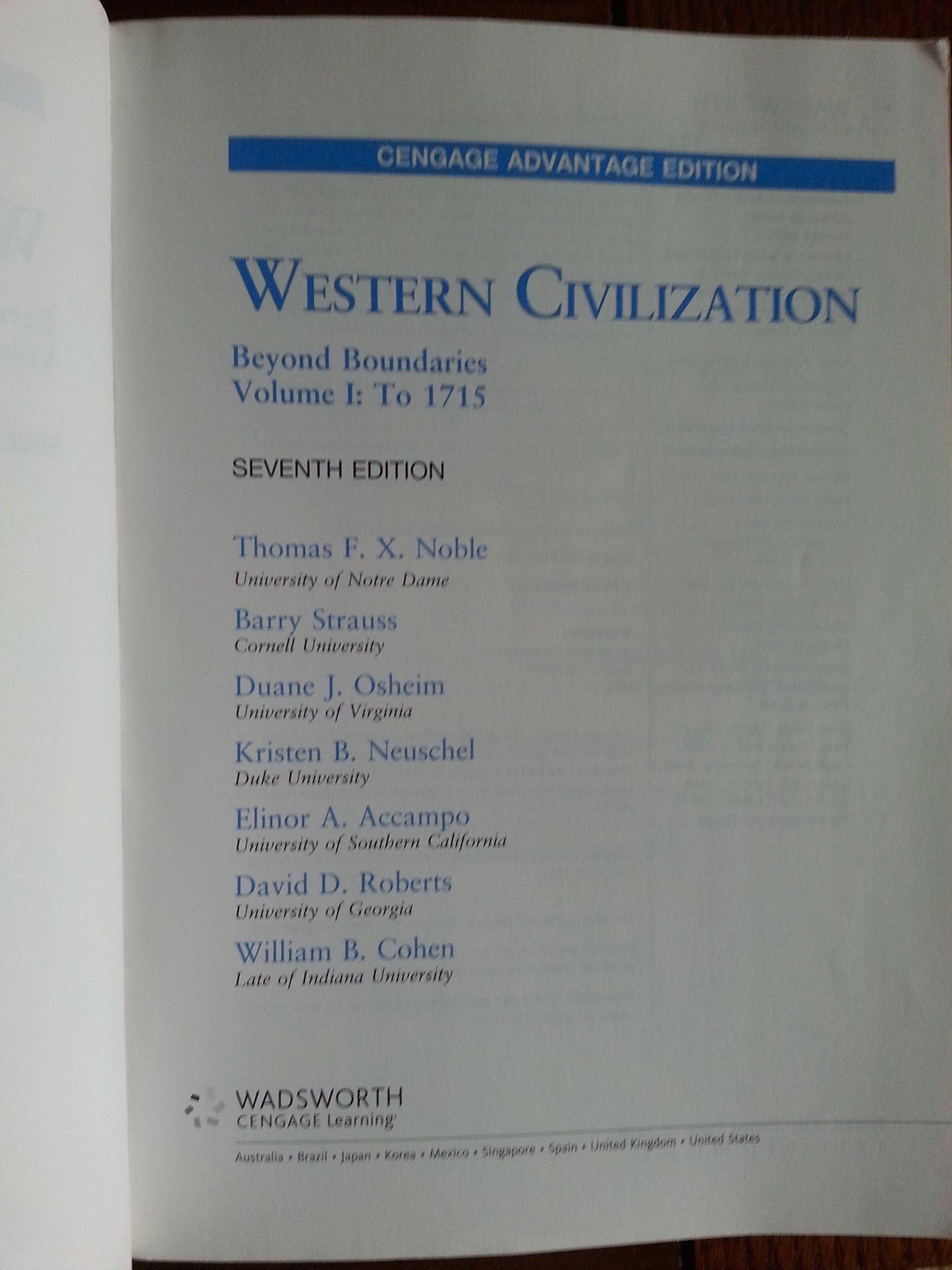 Cengage Advantage Books: Western Civilization: Beyond Boundaries, Volume I