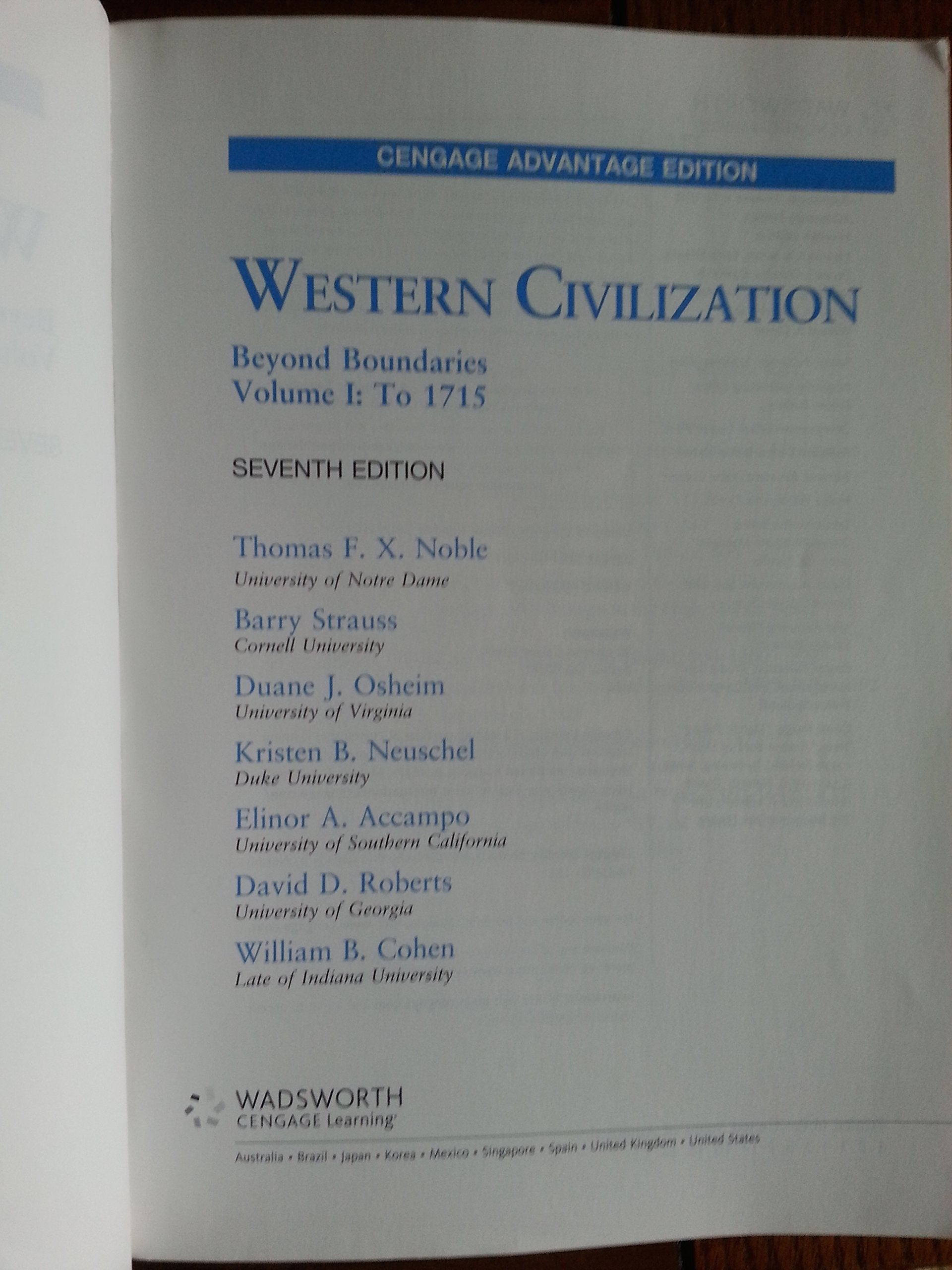 Cengage Advantage Books: Western Civilization: Beyond Boundaries, Volume I