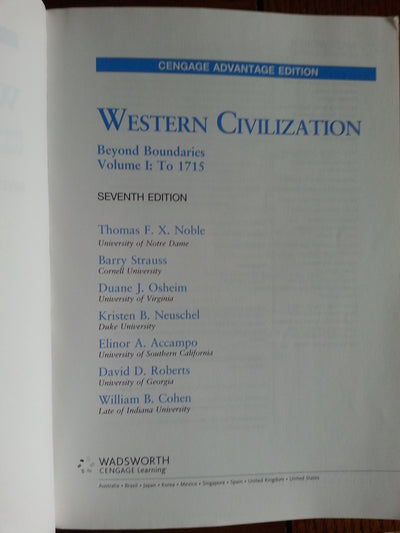 Cengage Advantage Books: Western Civilization: Beyond Boundaries, Volume I