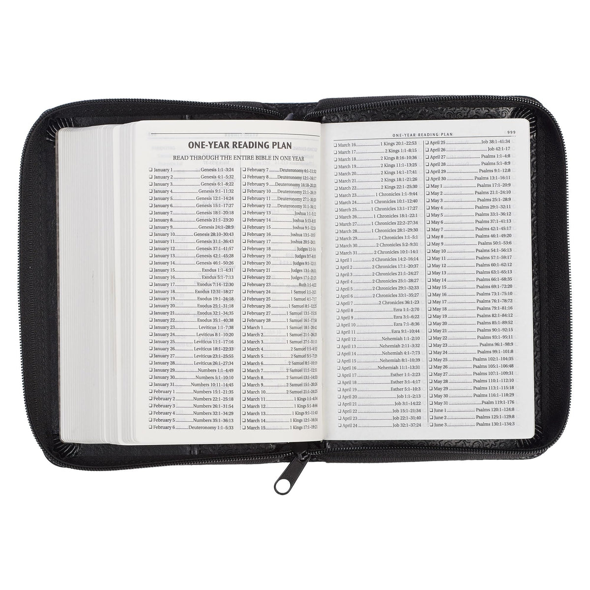 KJV Holy Bible, Mini Pocket Bible - Zippered Black Faux Leather Bible w/Ribbon Marker, King James Version