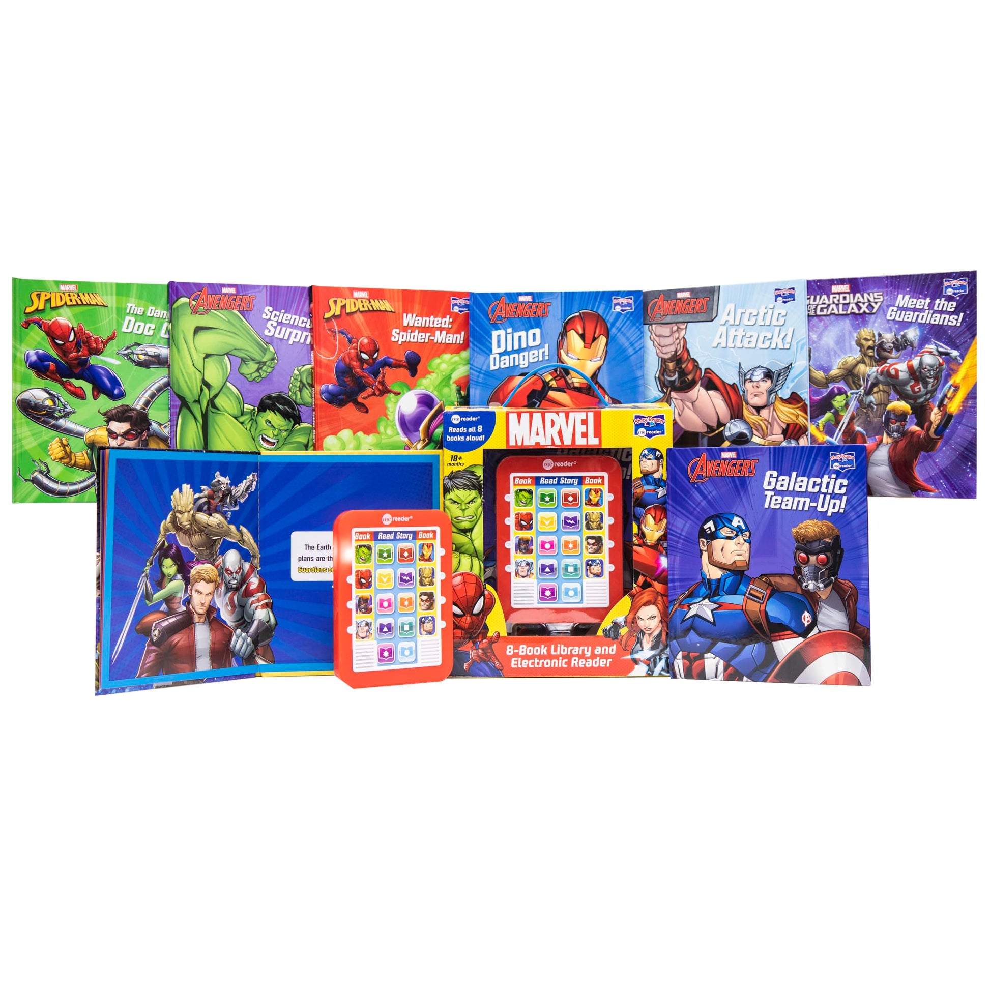 Marvel Super Heroes Spider-man, Avengers, Guardians, and More! - Me Reader Electronic Reader with 8 Book Library - PI Kids