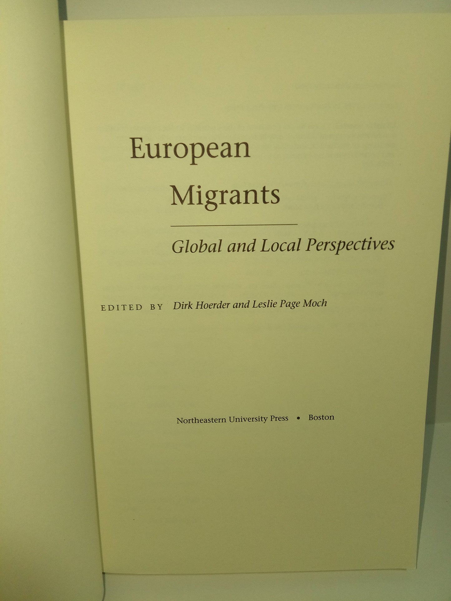 European Migrants: Global and Local Perspectives
