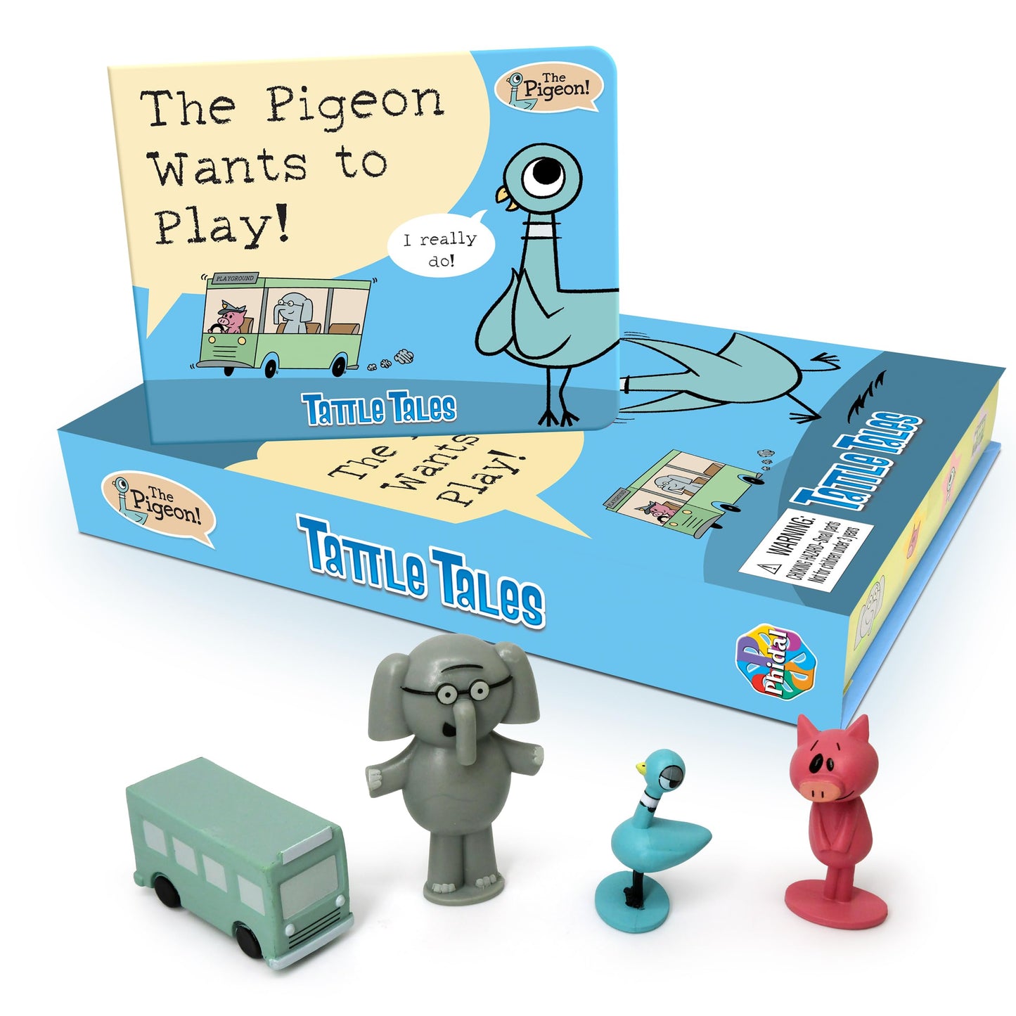 Hidden Pigeon Company Mo Willems Tattle Tales - Activity Books for kids, 12-page storybook, 4 figurines