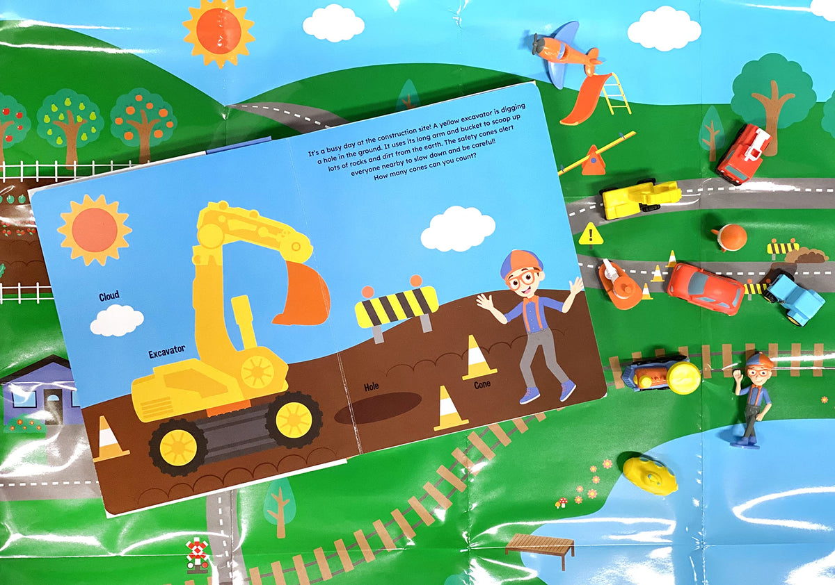 Blippi My Busy Books - Storybook, 10 figurines, playmat