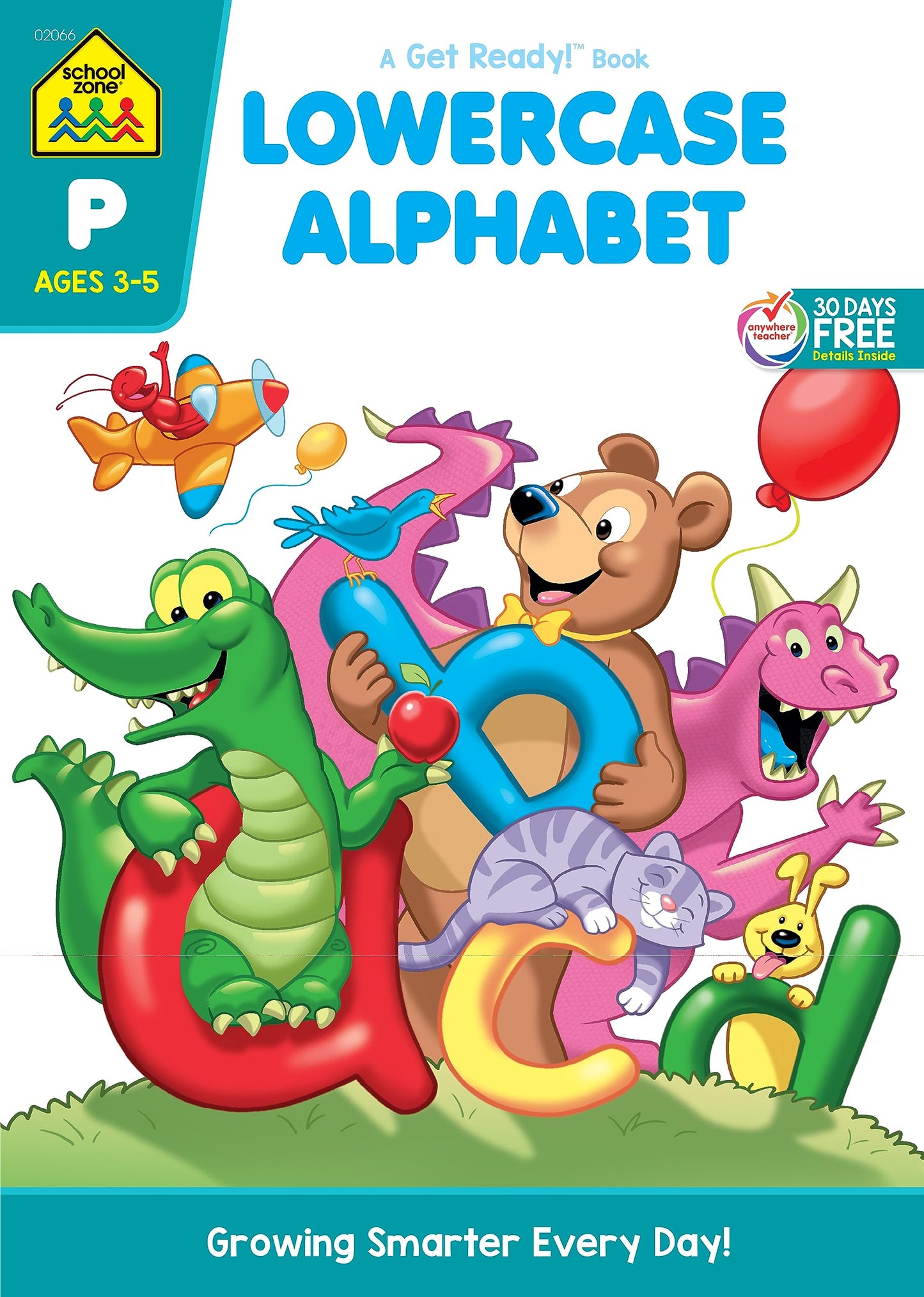 School Zone - Lowercase Alphabet Workbook - 32 Pages, Ages 3 to 5, Preschool to Kindergarten, ABC's, Letters, Tracing, Printing, Writing, Manuscript, and More (School Zone Get Ready! Book Series)
