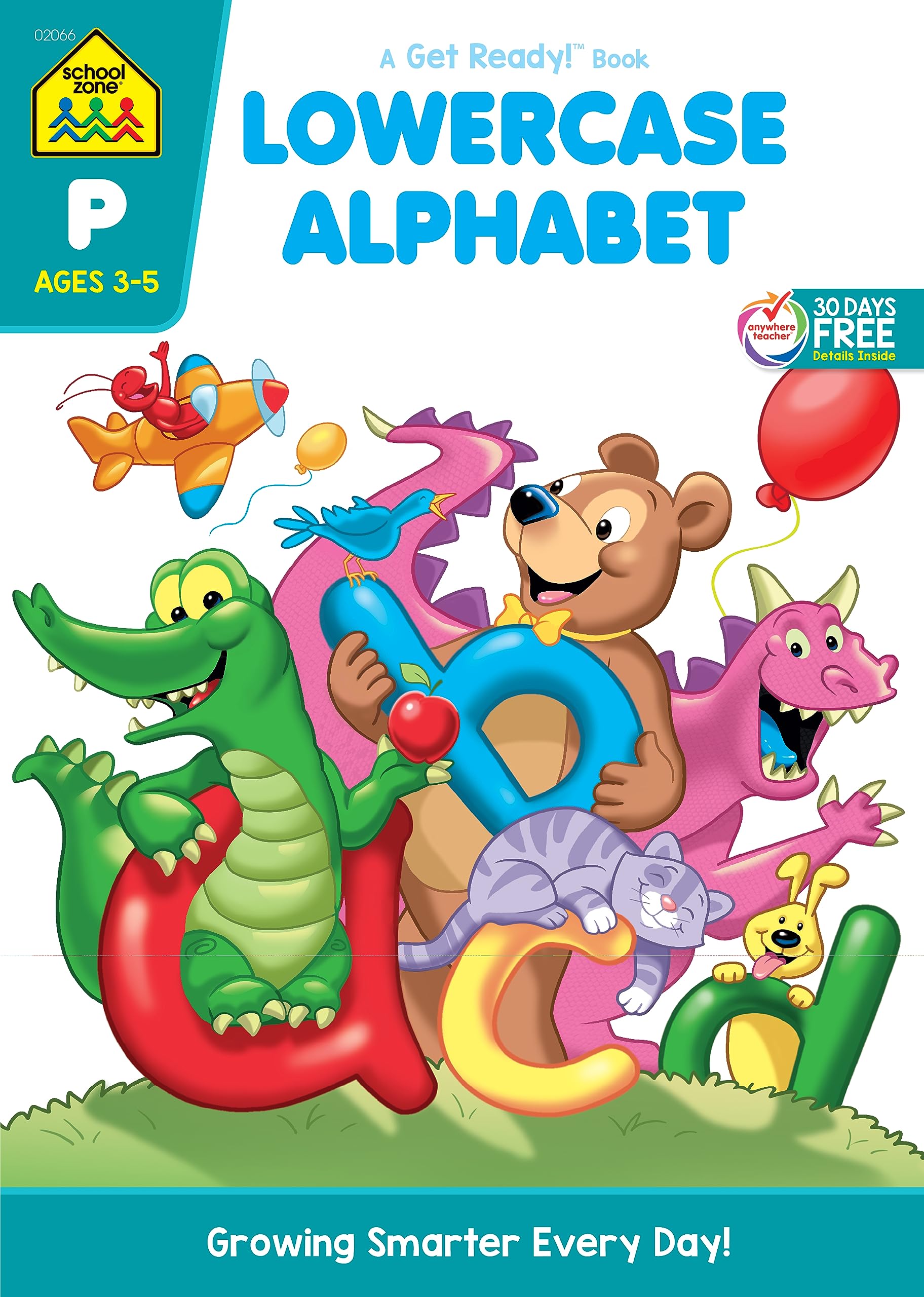 School Zone - Lowercase Alphabet Workbook - 32 Pages, Ages 3 to 5, Preschool to Kindergarten, ABC's, Letters, Tracing, Printing, Writing, Manuscript, and More (School Zone Get Ready! Book Series)