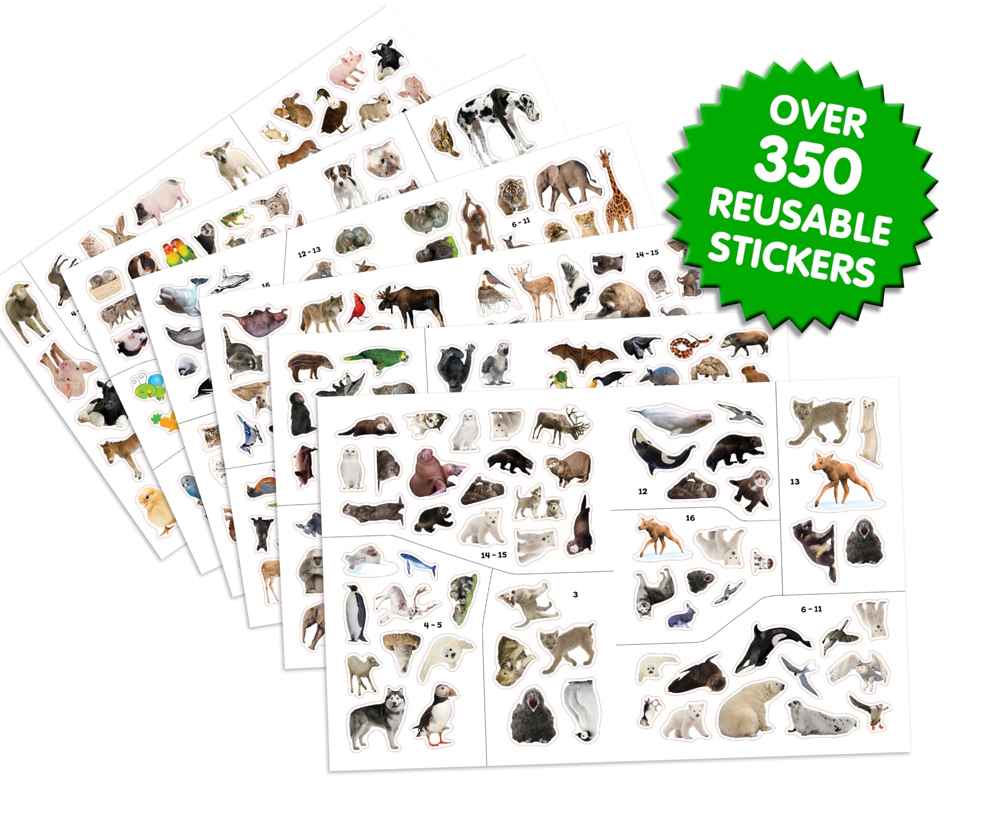 Phidal Baby Animals Sticker Book Treasury - Activity Books for kids, 350 reusable stickers, 96 pages of fun