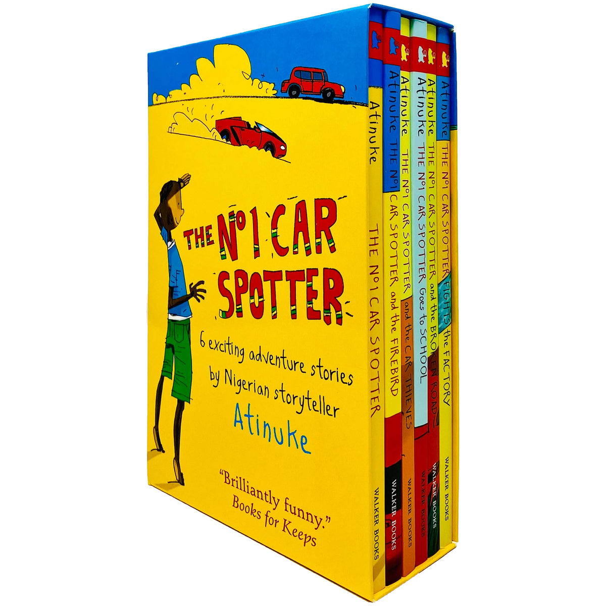 The No. 1 Car Spotter Series 6 Books Collection Box Set by Atinuke (No 1 Car Spotter, Firebird, Car Thieves, Goes to School, Broken Road & Fights the Factory)