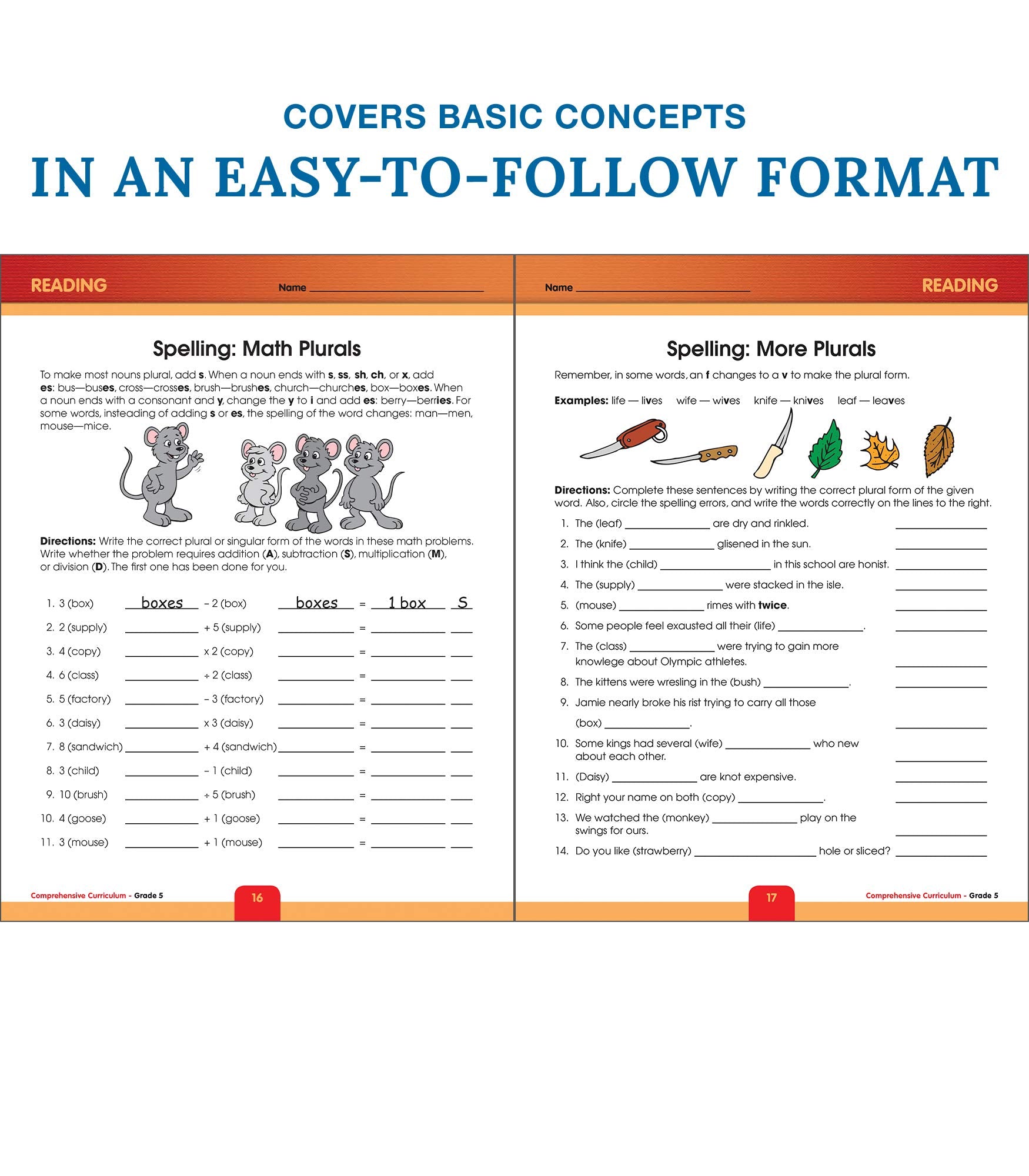 Carson Dellosa Comprehensive Curriculum of Basic Skills 5th Grade Workbooks All Subjects, Reading Comprehension, Language Arts, Grammar, Math, and Writing Practice, Classroom or Homeschool Curriculum