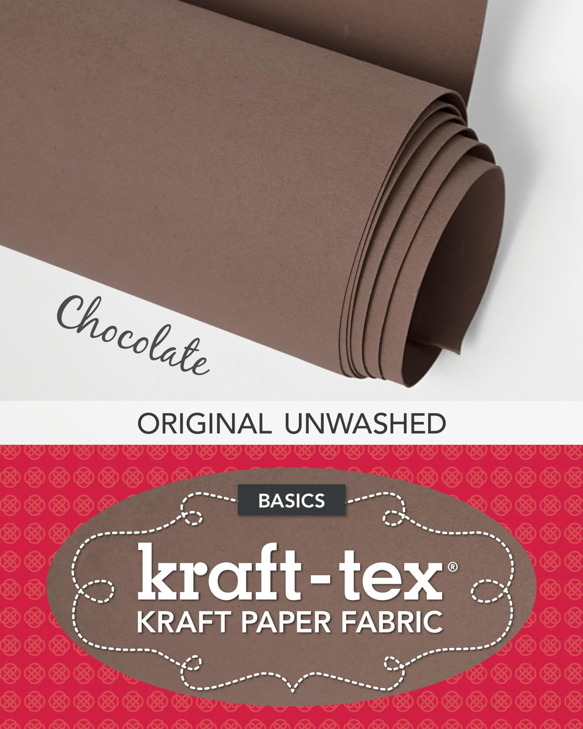 kraft-tex Chocolate Original Unwashed: Kraft Fabric Paper, 19 x 1.5 Yard Roll (kraft-tex Basics)