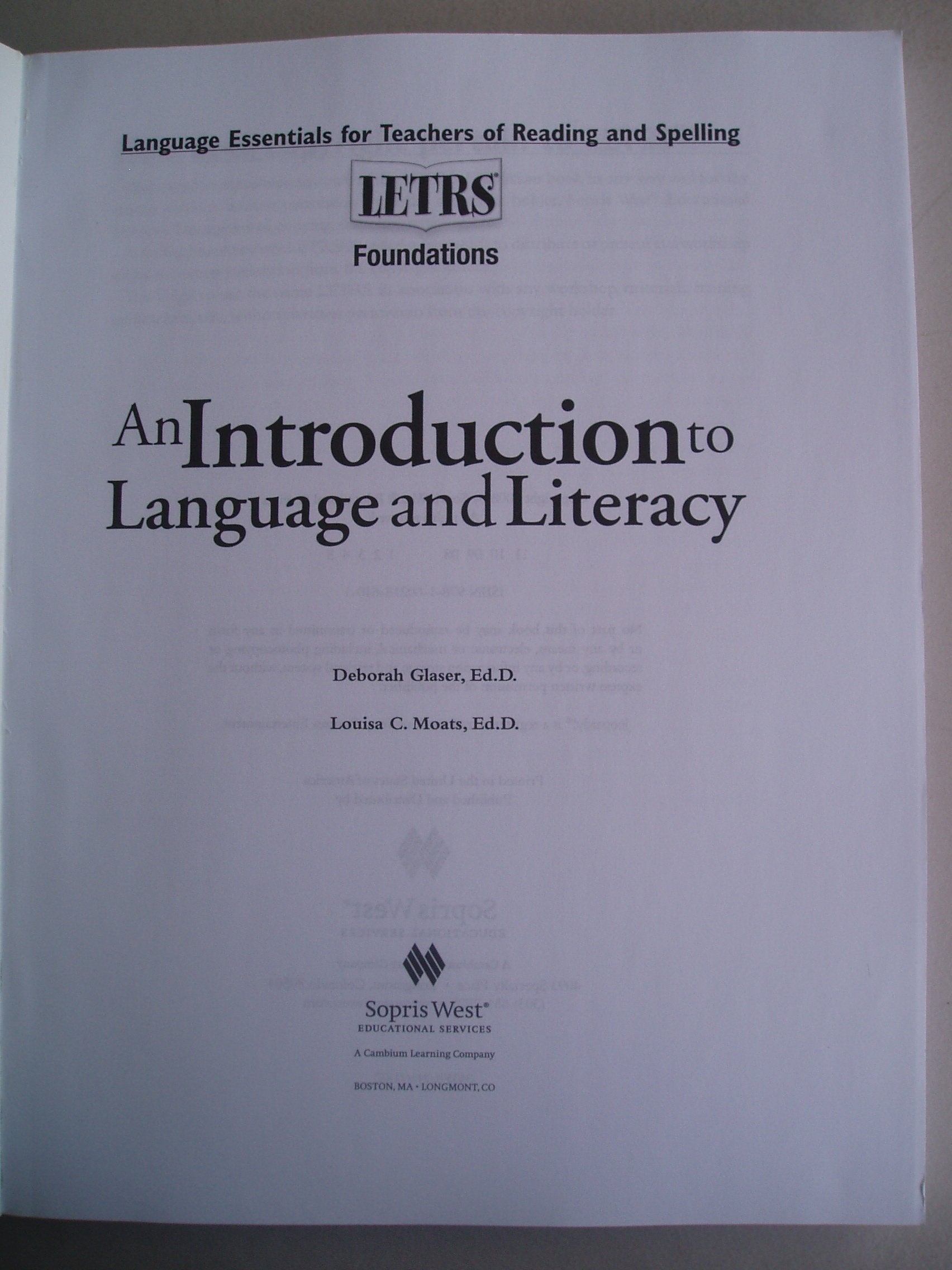 Letrs Foundations Book with Dvd of Videos
