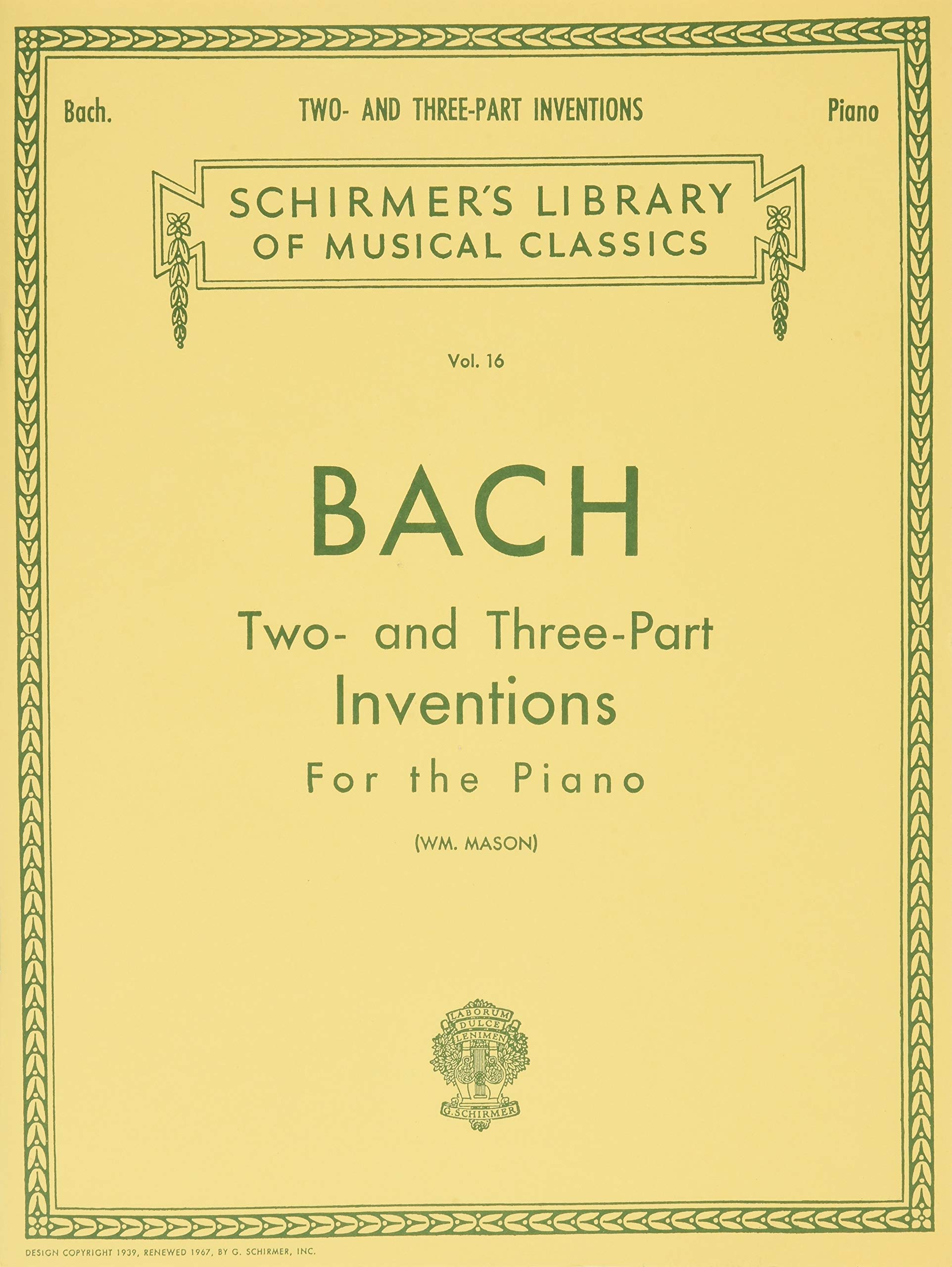Bach - Two- and Three-Part Inventions for the Piano (Schirmer's Library of Musical Classics Vol. 16)