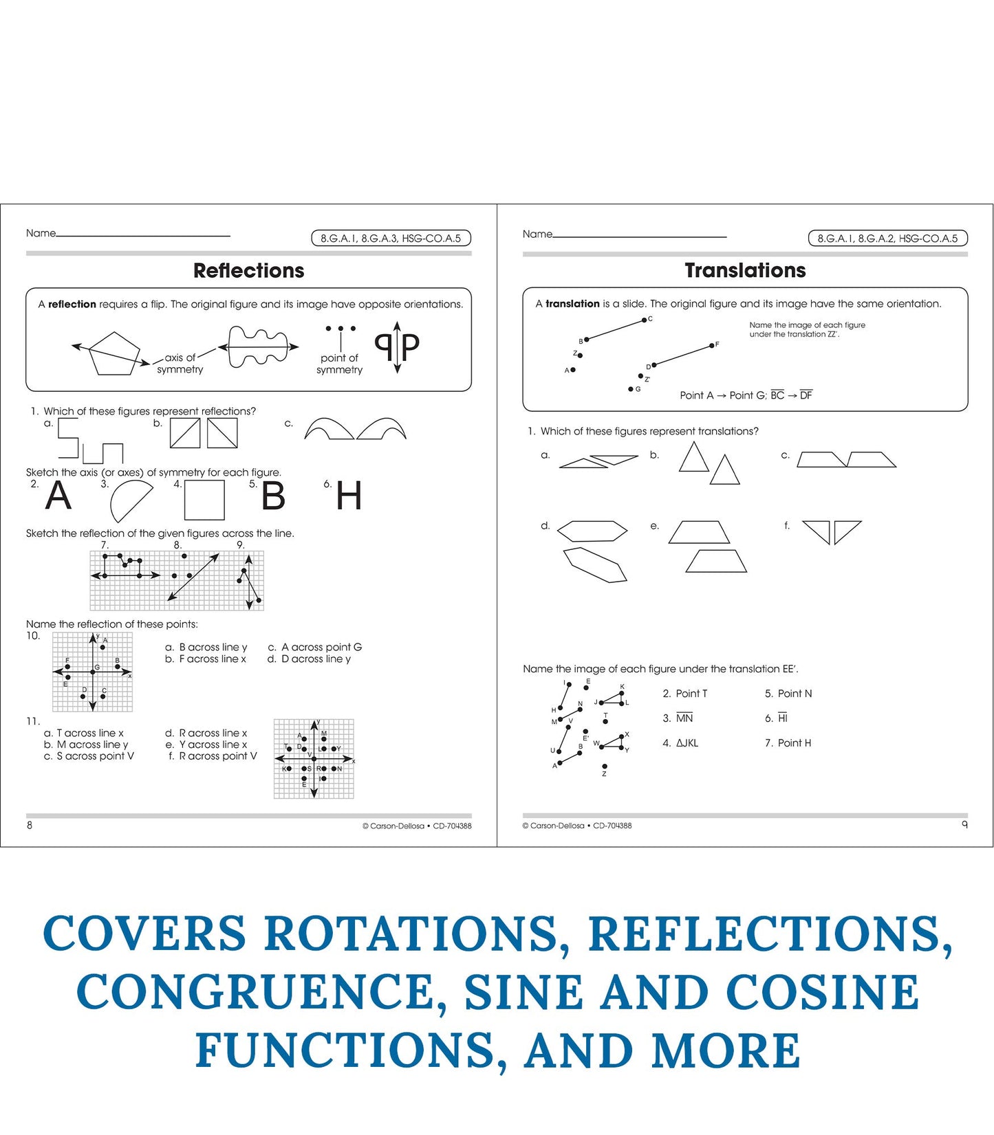 Carson Dellosa The 100 Series Geometry Workbook, Math Book for Grades 8 and Up Covering Trigonometry, Geometric Equations, and More, Classroom or Homeschool Curriculum (Volume 7)