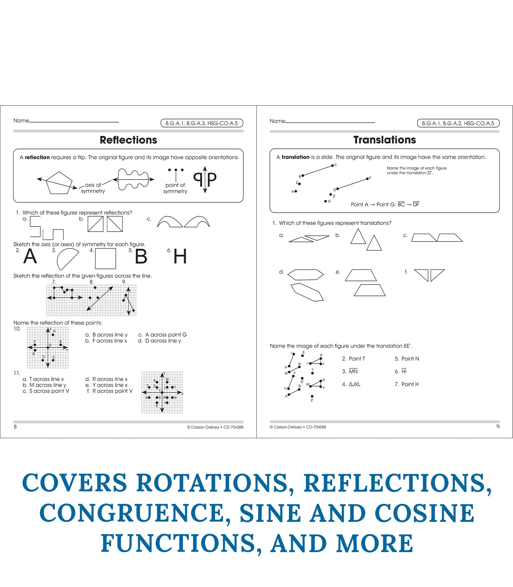 Carson Dellosa The 100 Series Geometry Workbook, Math Book for Grades 8 and Up Covering Trigonometry, Geometric Equations, and More, Classroom or Homeschool Curriculum (Volume 7)