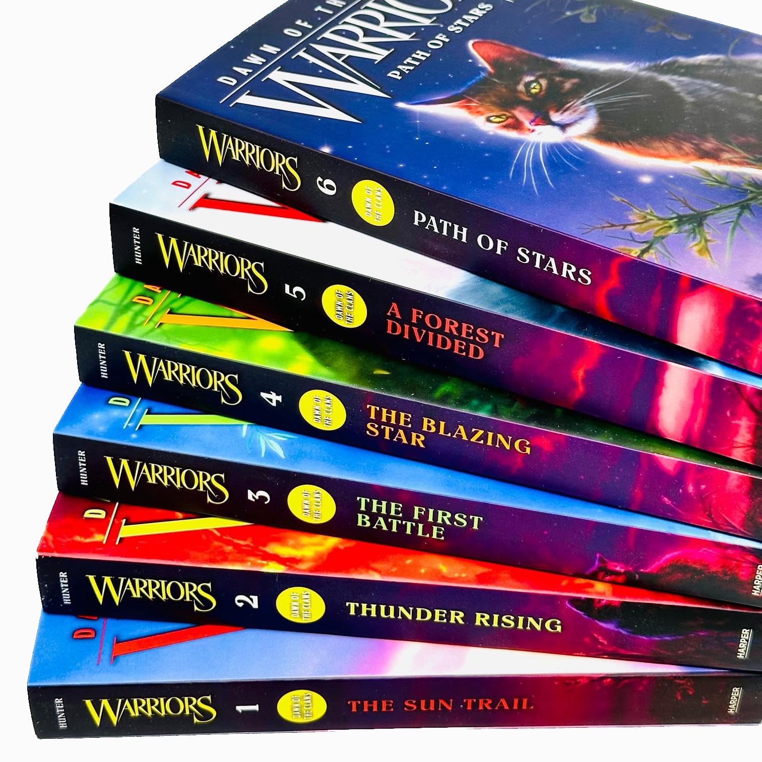 Warriors Cats Dawn of The Clans Prequel Book 1-6 Series 5 Books Collection Set By Erin Hunter(The Sun Trail, Thunder Rising, The First Battle, The Blazing Star, A Forest Divided & Path of Stars)