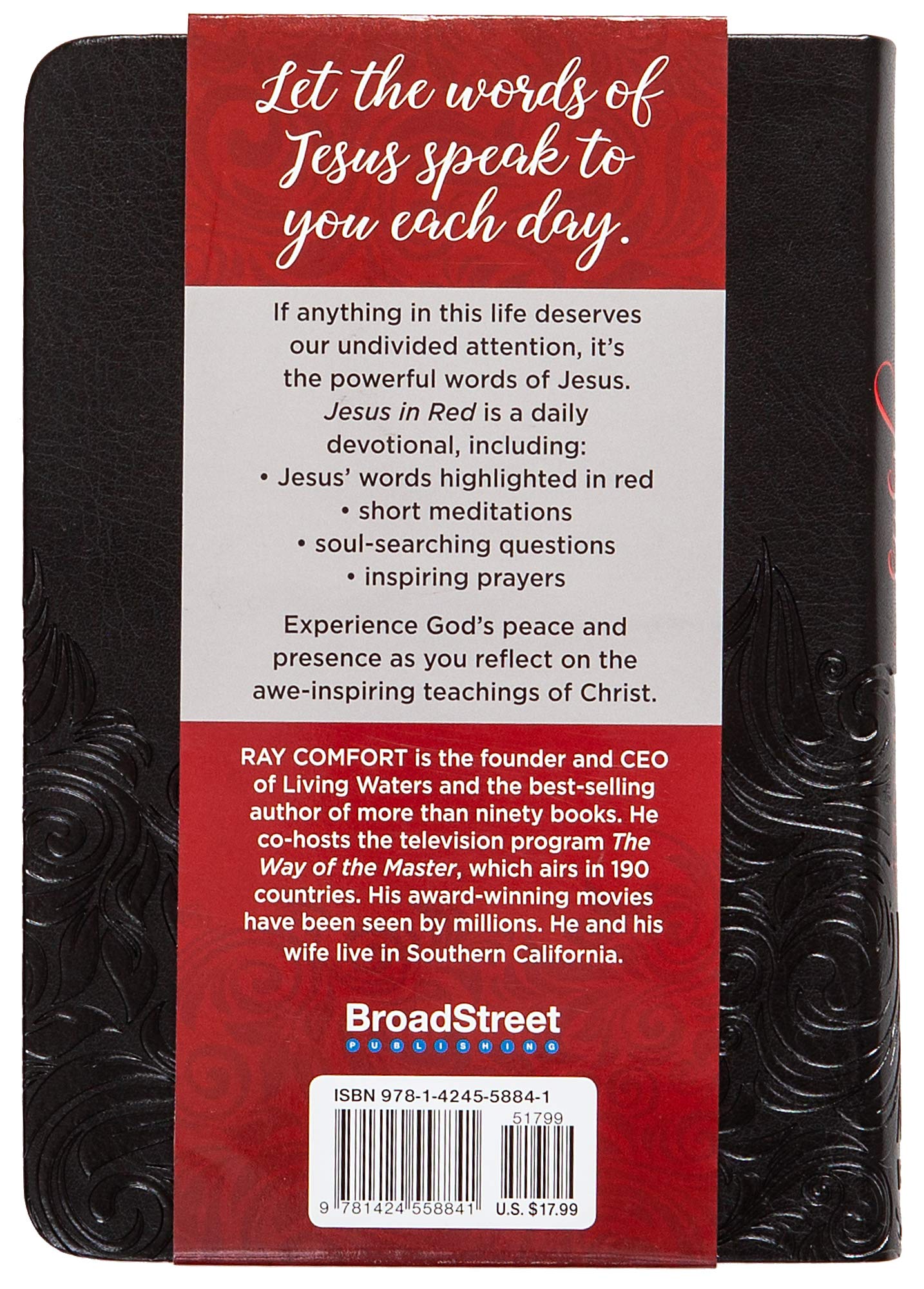 Jesus in Red: 365 Meditations on the Words of Jesus (Imitation Leather) - Daily Motivational Devotions for All Ages, Authored by Ray Comfort, Perfect Gift for Friends, Family, Birthdays, Holidays, and More.