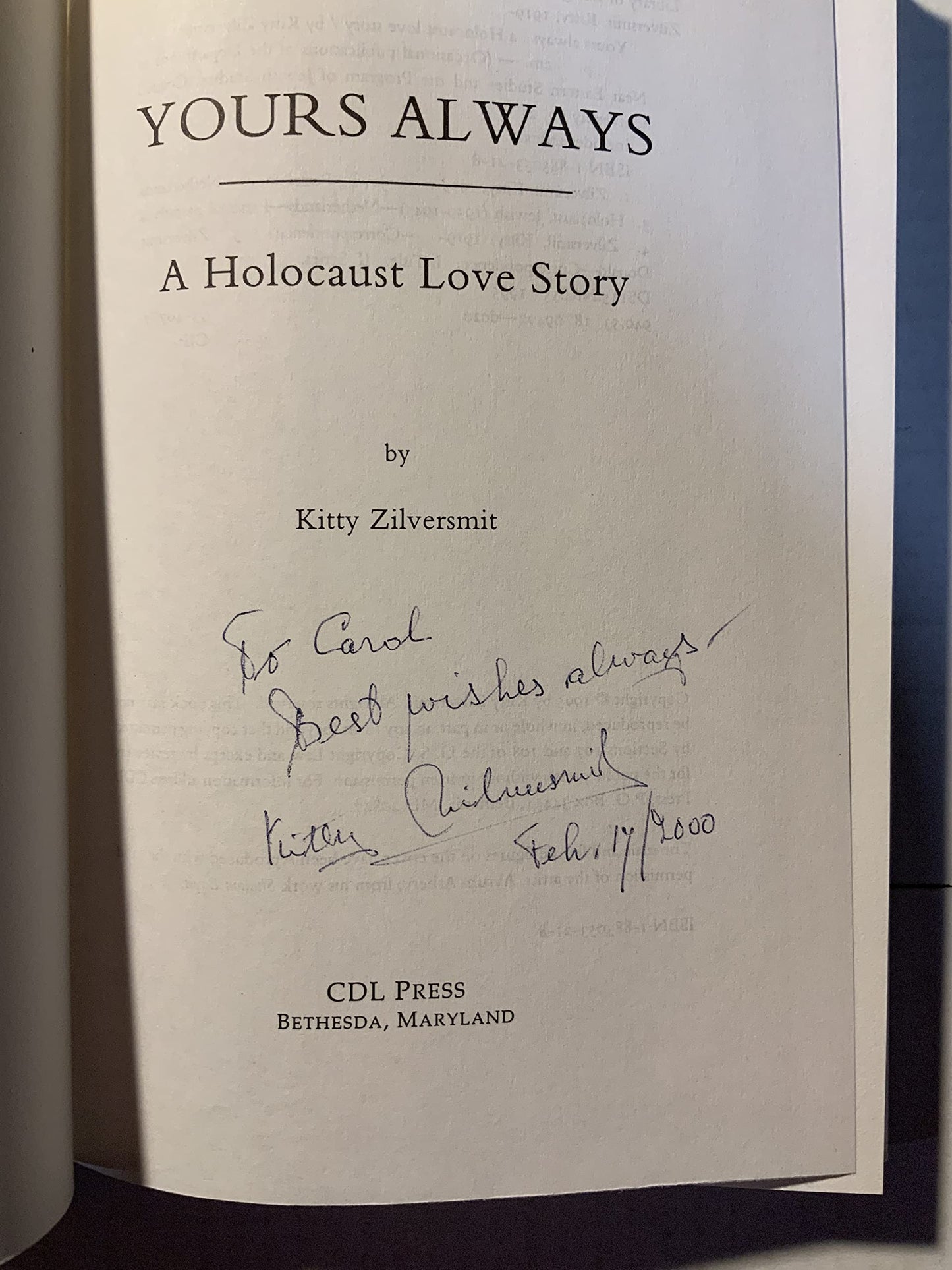 Yours Always: A Holocaust Love Story (Occasional Publications of the Department of Near Eastern Studies and the Program of Jewish Studies, Cornell University, V. 2)