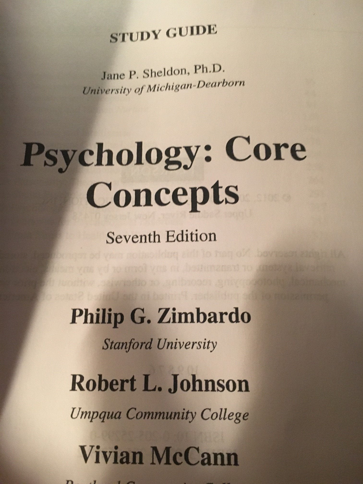 Study Guide for Psychology: Core Concepts