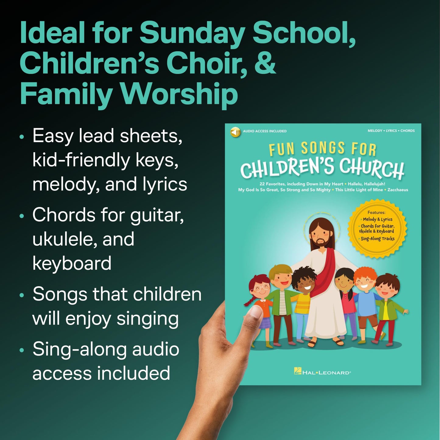 Fun Songs for Children's Church  22 Christian Songs for Kids with Guitar Ukulele Piano Sheet Music  Worship Songbook for Sunday School and VBS  Melody Lyrics and Chords with Online Audio Tracks