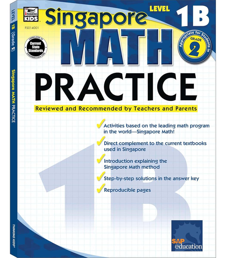 Singapore Math Practice Workbook-Level 1B, Grade 2 Math Book, Creating Picture Graphs, Multiplying and Dividing, Telling Time, Counting Money (128 pgs) (Volume 8)