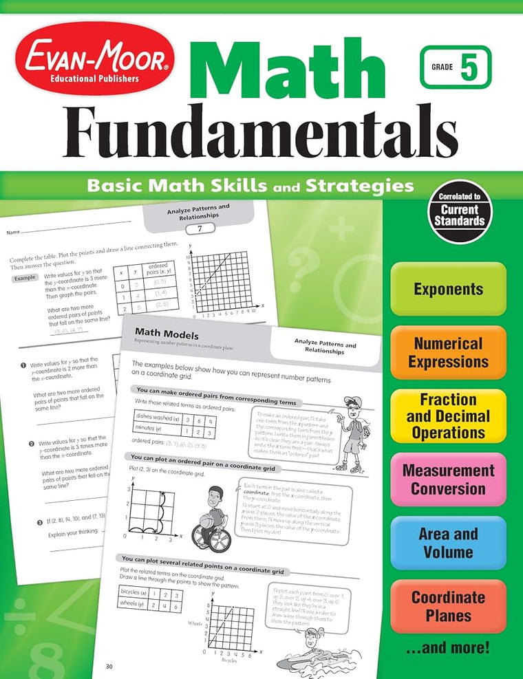 Evan-Moor Math Fundamentals Workbook, Teacher Reproducibles, 224 Pages, Grade 5