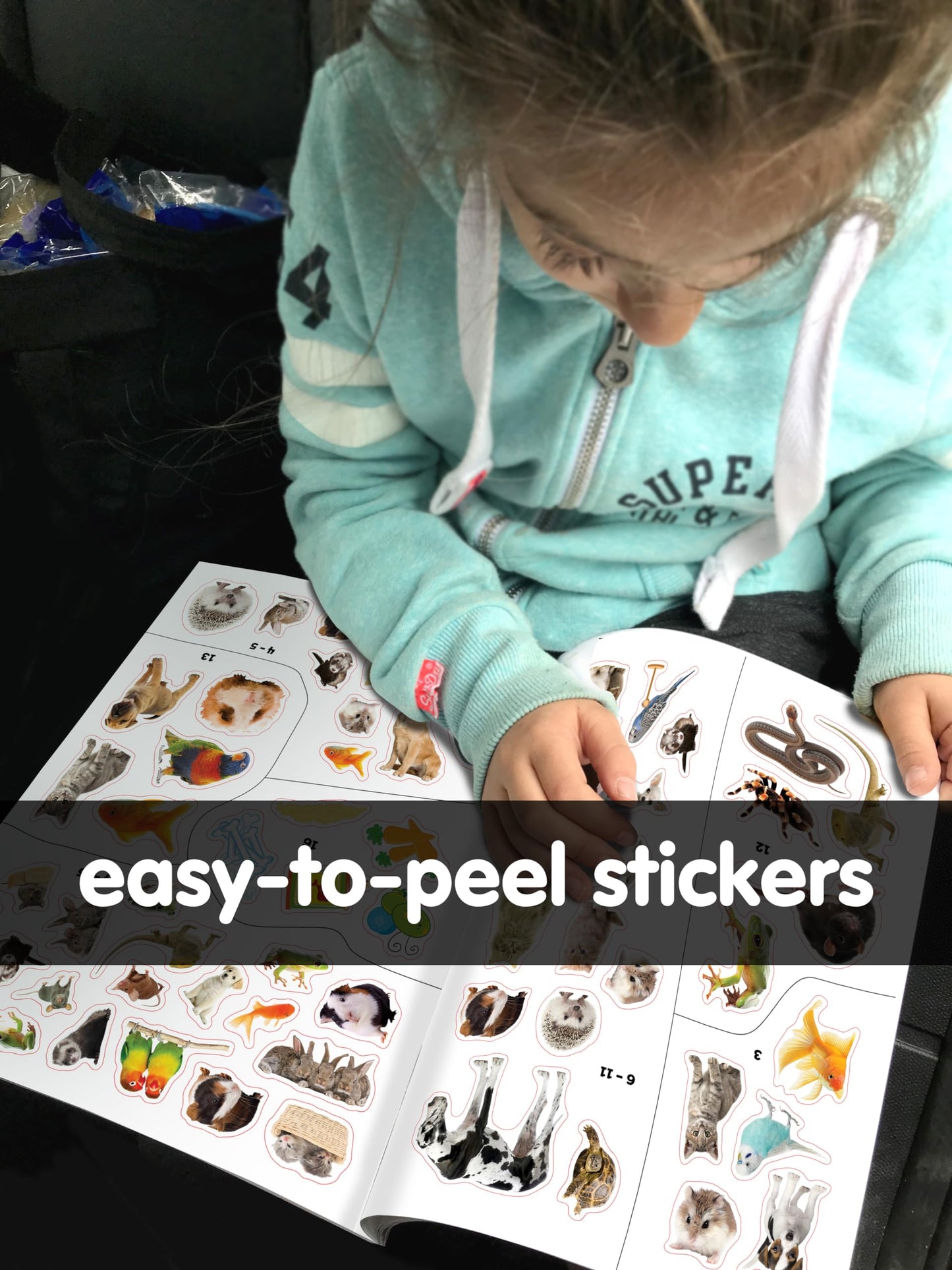Phidal Baby Animals Sticker Book Treasury - Activity Books for kids, 350 reusable stickers, 96 pages of fun