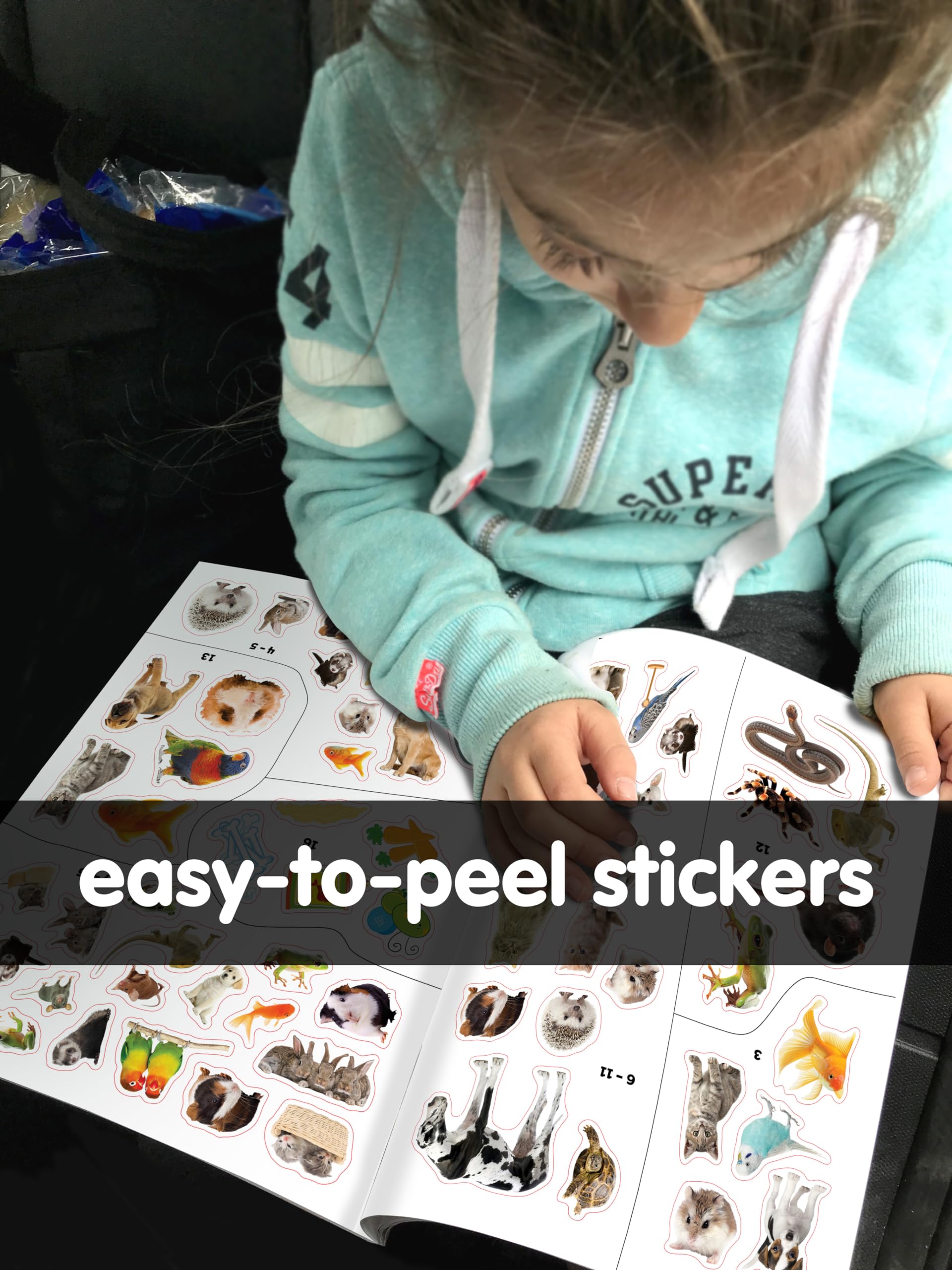 Phidal Baby Animals Sticker Book Treasury - Activity Books for kids, 350 reusable stickers, 96 pages of fun