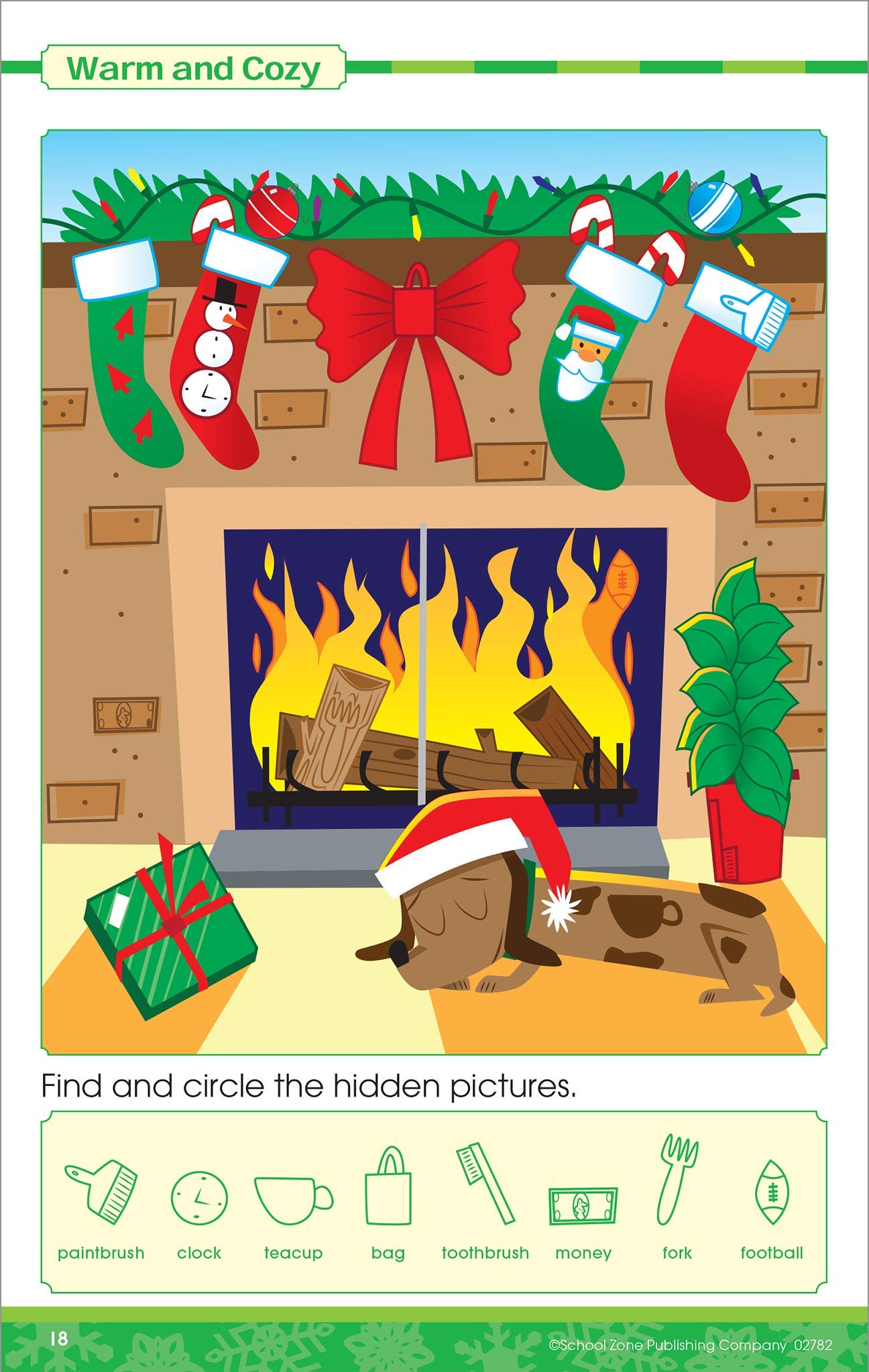 School Zone - Jolly Hidden Pictures Workbook - Ages 3 to 6, Preschool, Kindergarten, Holiday, Christmas, Picture Puzzles, Search & Find, Stickers, and More (Jolly Workbooks Little Busy Book)