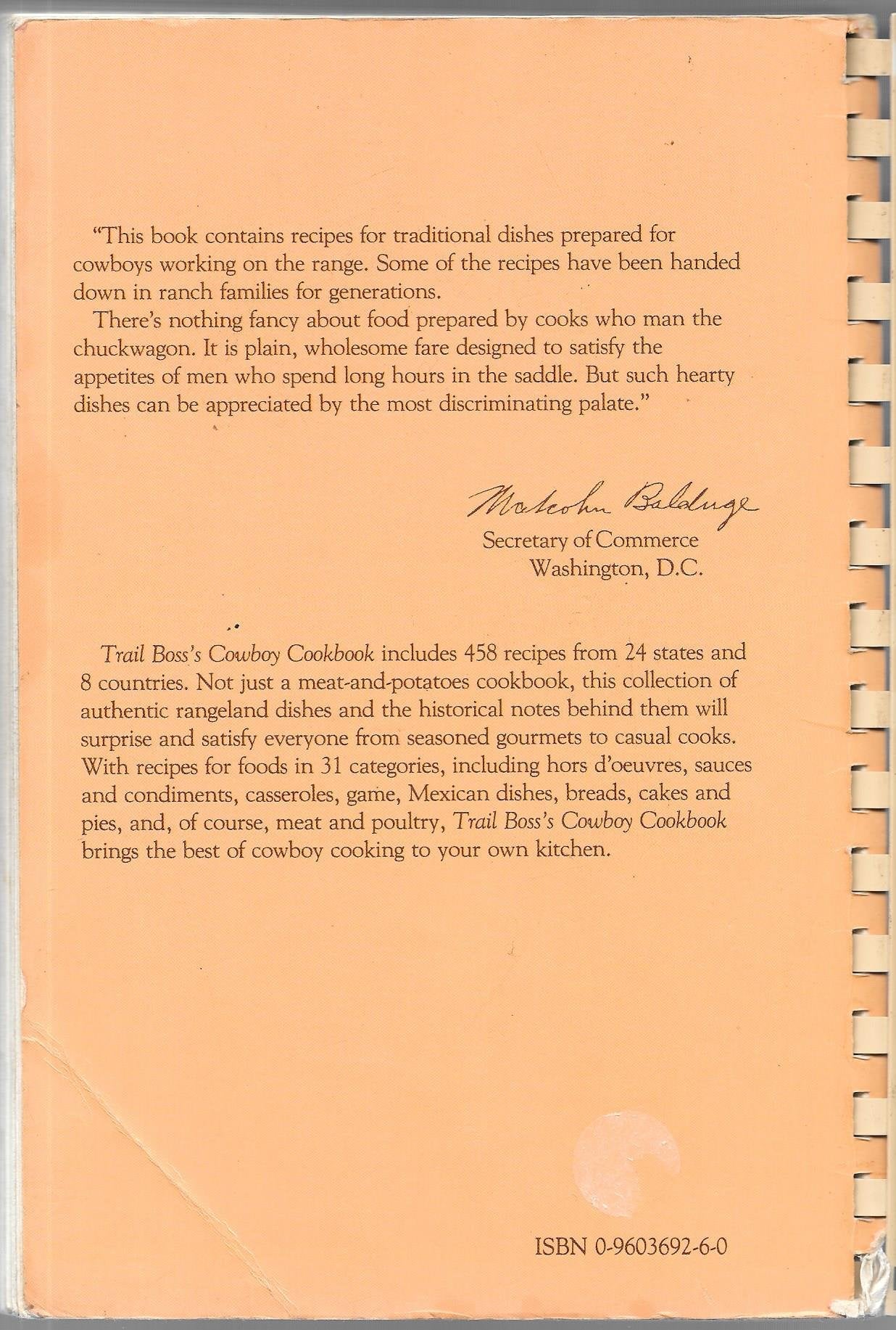 Trail Boss's Cowboy Cookbook by Society for Range Management