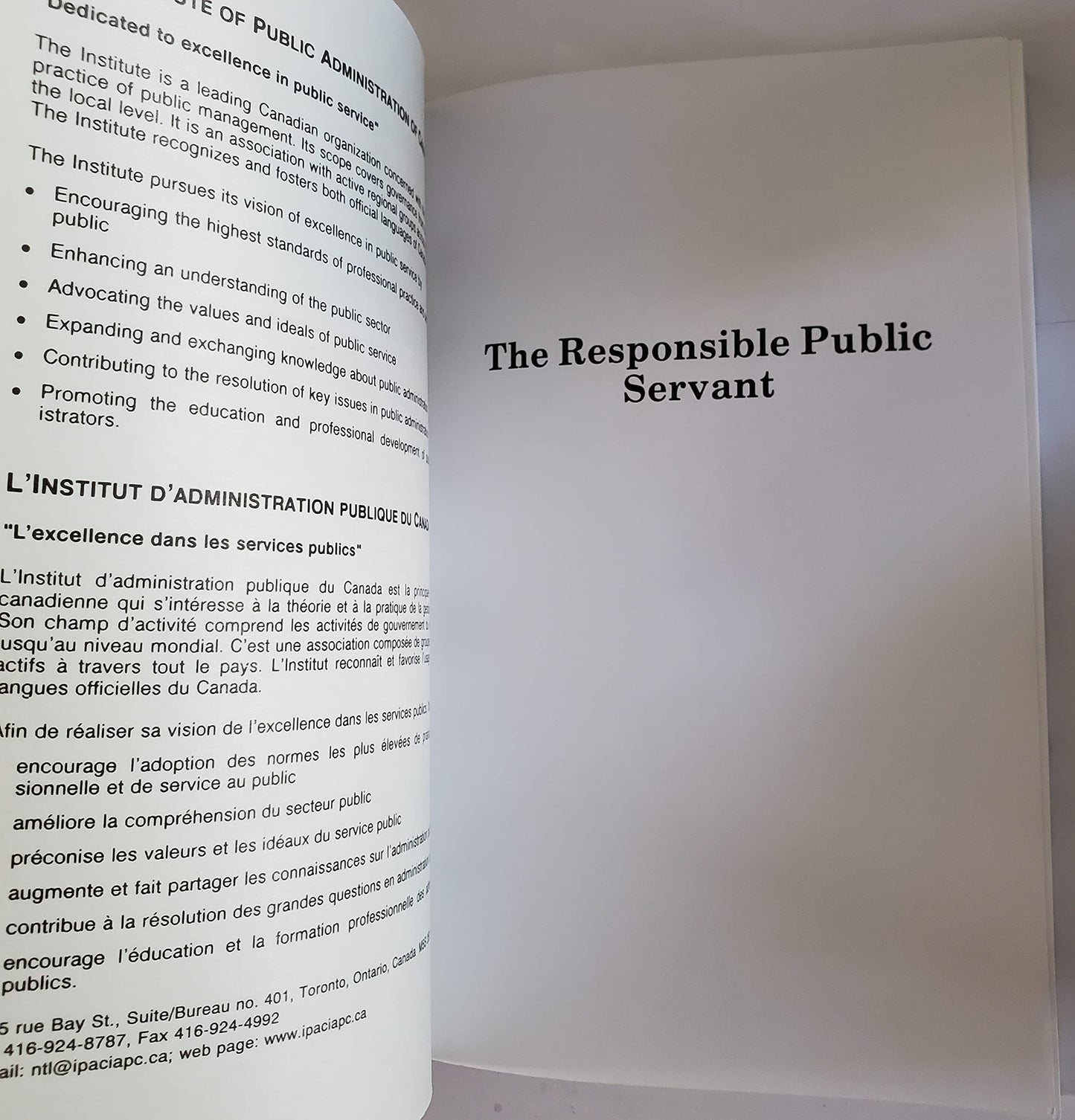 The Responsible Public Servant (English and French Edition)