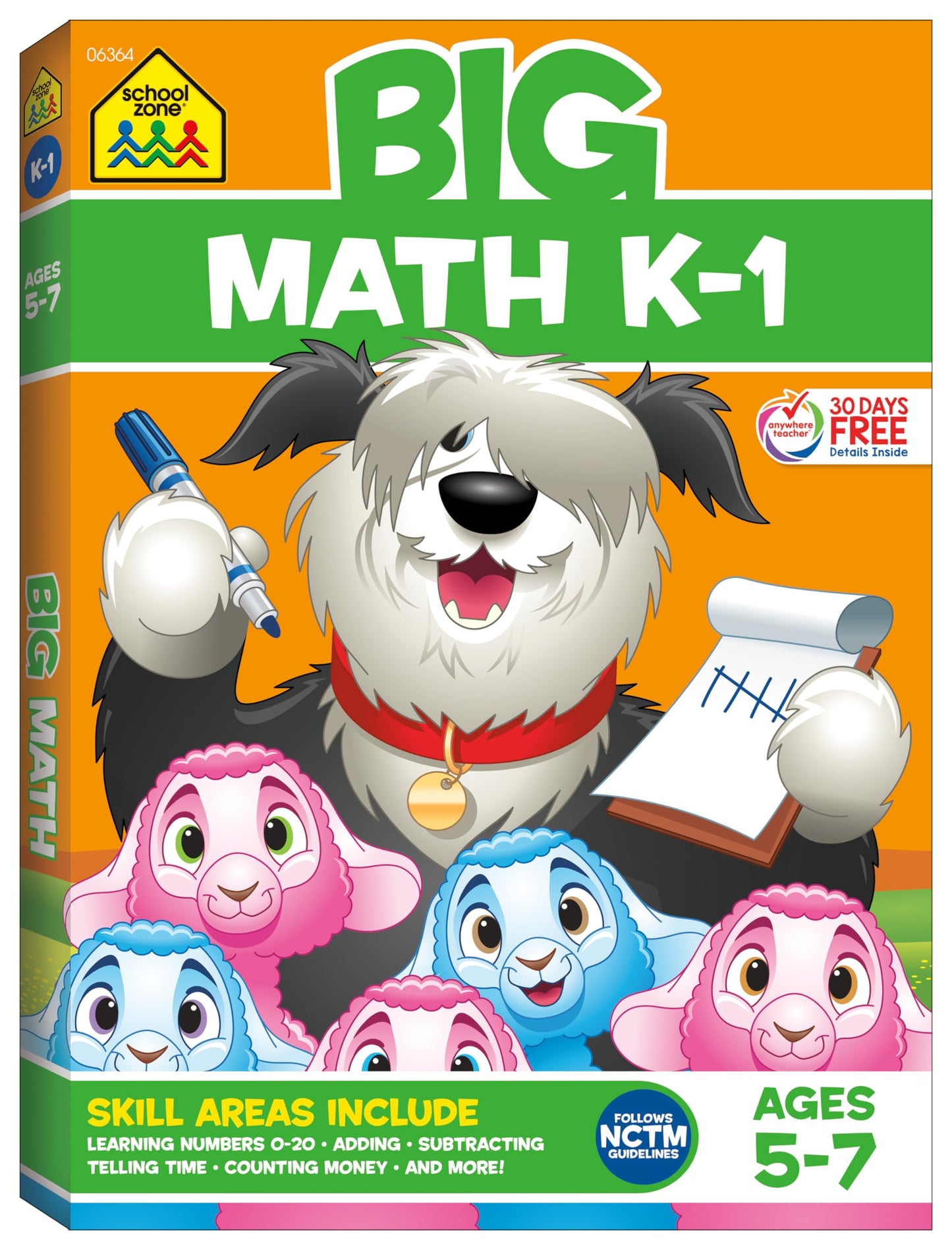 School Zone Big Math K-1 Workbook: 320 Pages, Kindergarten, 1st Grade, Numbers, Addition, Subtraction, Shapes, Patterns, Graphs, Time, Money, Ages 5-7 (Big Workbook)