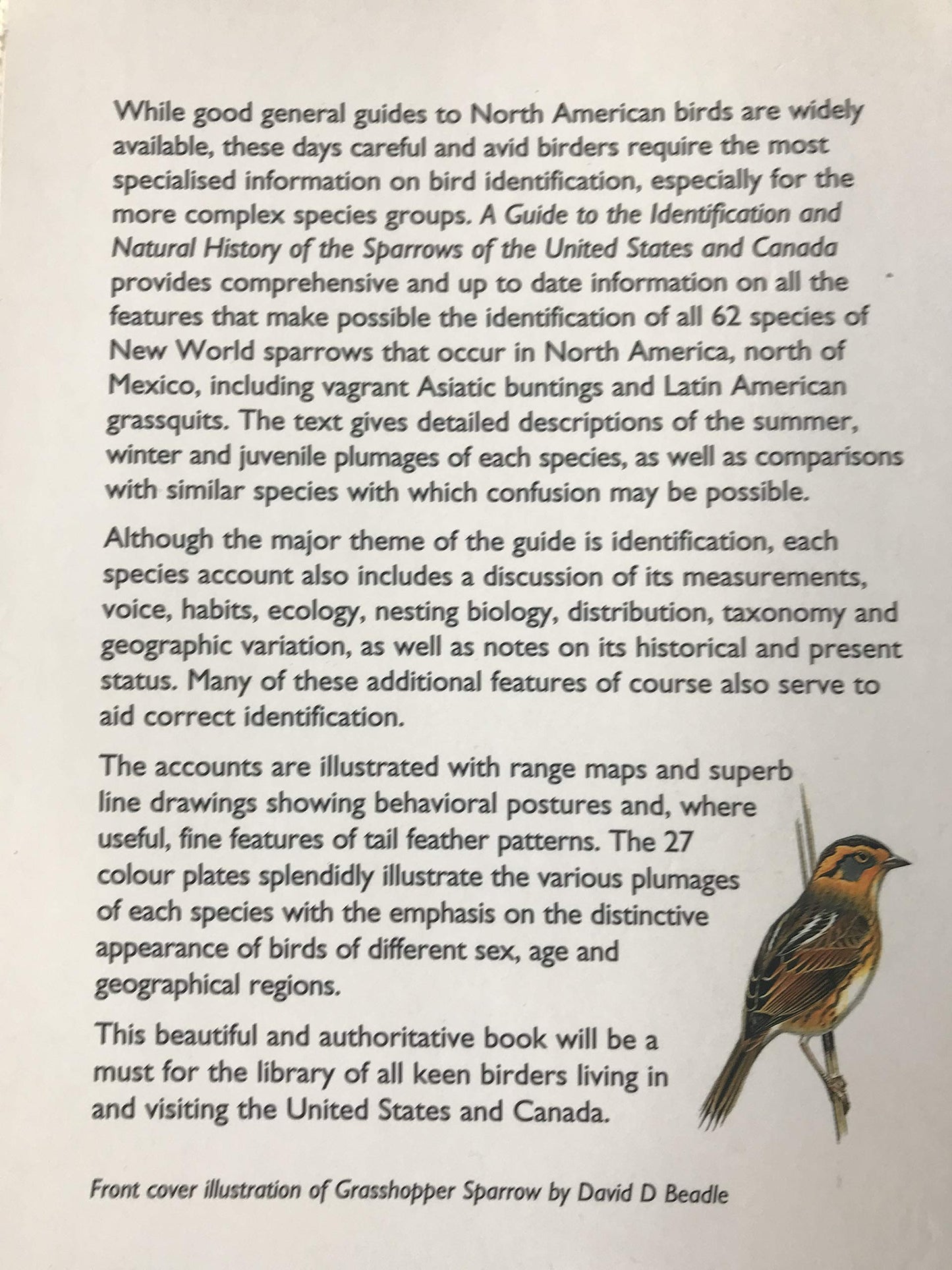 A Guide to the Identification and Natural History of the Sparrows of the United States and Canada