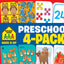 School Zone Preschool 4-Pack Flash Cards: 224 Cards, Pre-K, Colors, Shapes, Numbers 0-25, Old Maid Numbers, Kids Game Cards, Puzzle Cards, Counting, Rhyming Words, Readiness Skills, Ages 4+