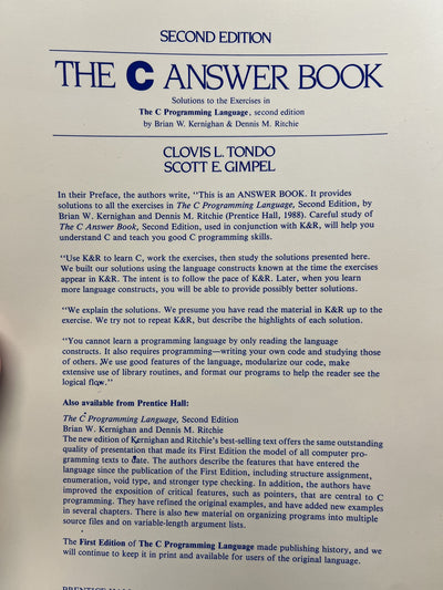 The C Answer Book: Solutions to the Exercises in 'The C Programming Language,' Second Edition