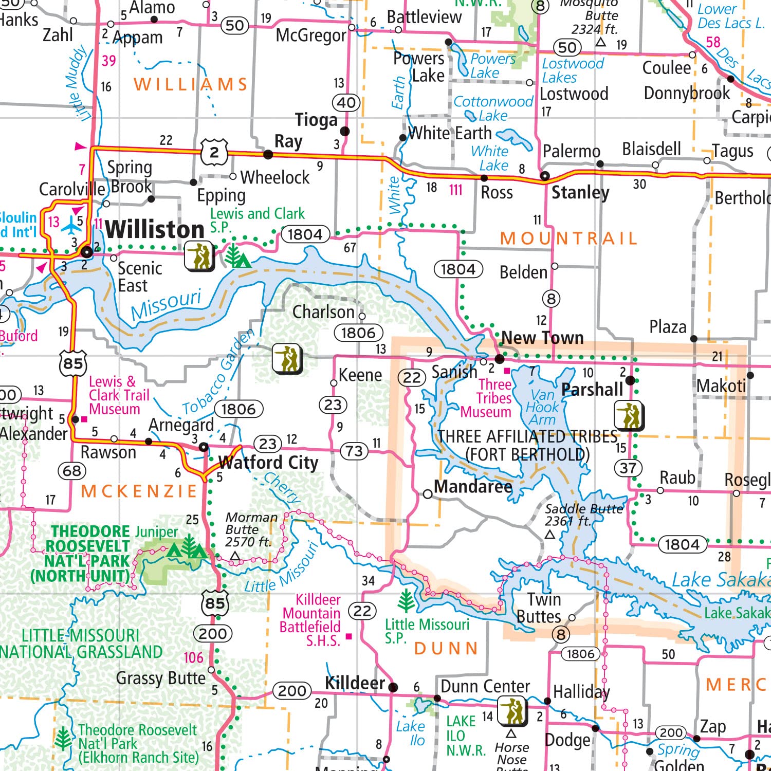 Rand McNally Easy to Fold: North Dakota, South Dakota Laminated Map