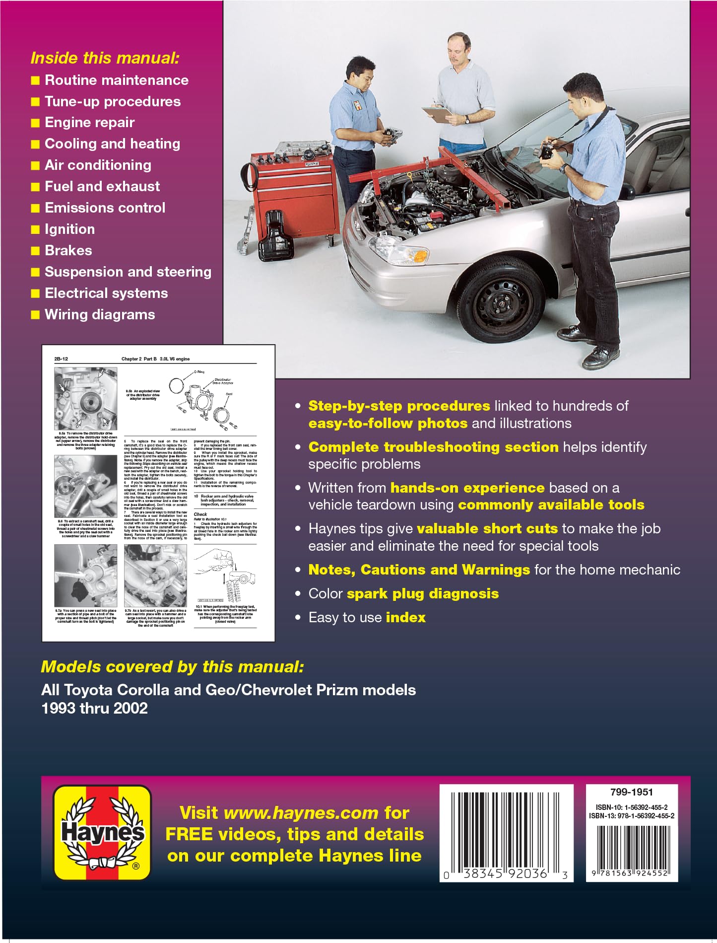Toyota Corolla & Geo/Chevrolet Prizm (93-02) Haynes Repair Manual