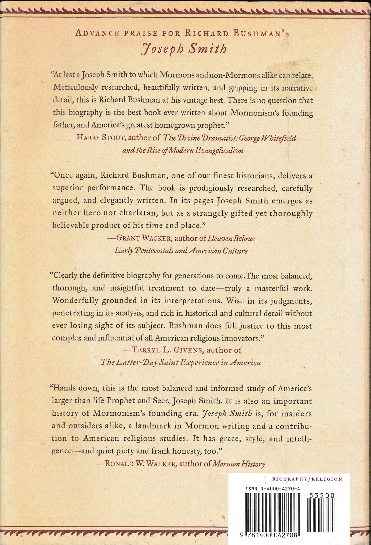 Joseph Smith: Rough Stone Rolling by Bushman, Richard Lyman