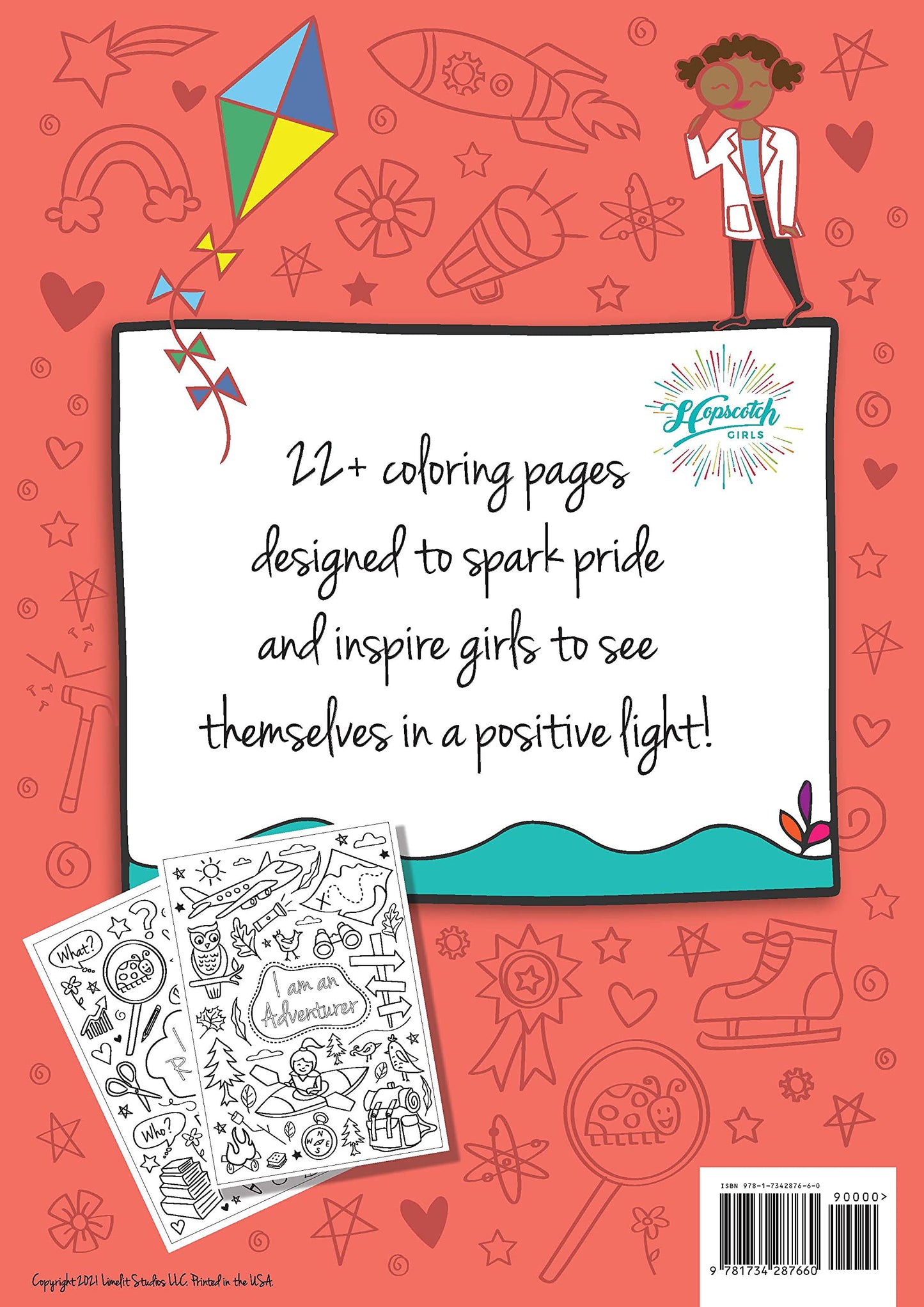 Hopscotch Girls I Am An Adventurer, Artist & Athlete: A Coloring Book Creative & Empowering for Kids Ages 4-8 Educational STEM-Focused with 24 Pages