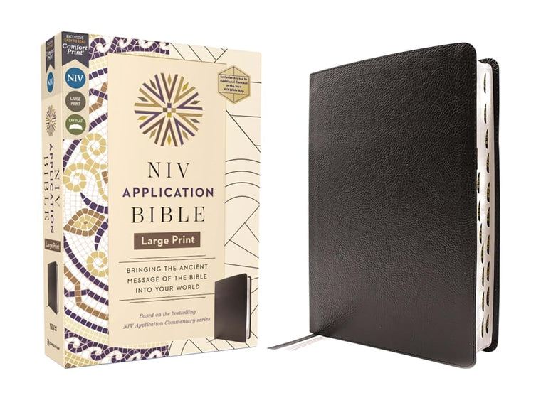 NIV Application Bible, Large Print, European Bonded Leather, Black, Red Letter, Indexed, Comfort Print: Bringing the Ancient Message of the Bible into Your World