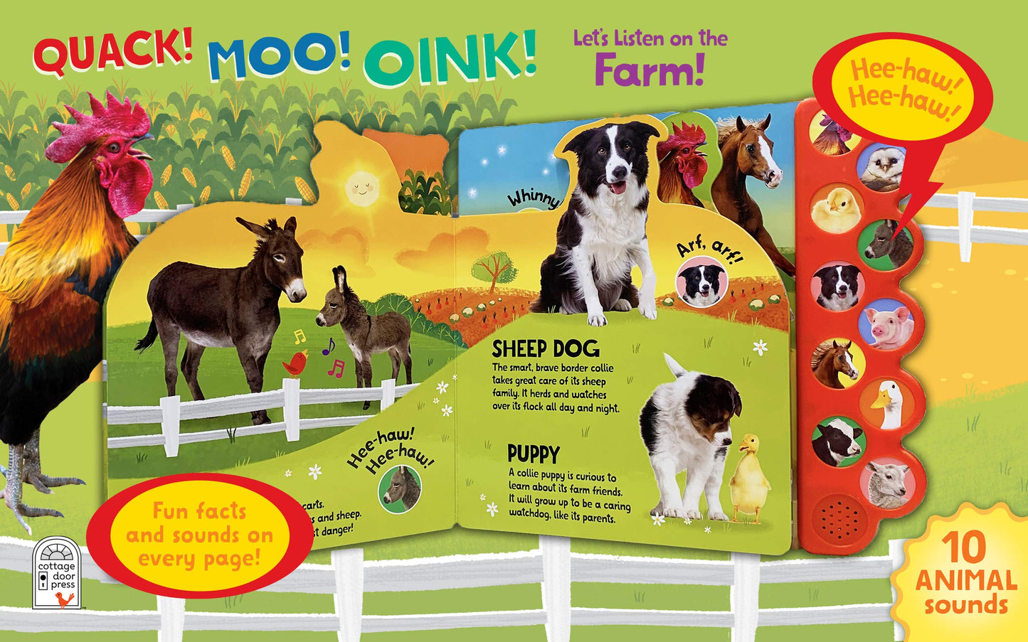 Quack! Moo! Oink!: Listen to Animals Around the Farm - 10-Button Children's Sound Book, Ages 2-7