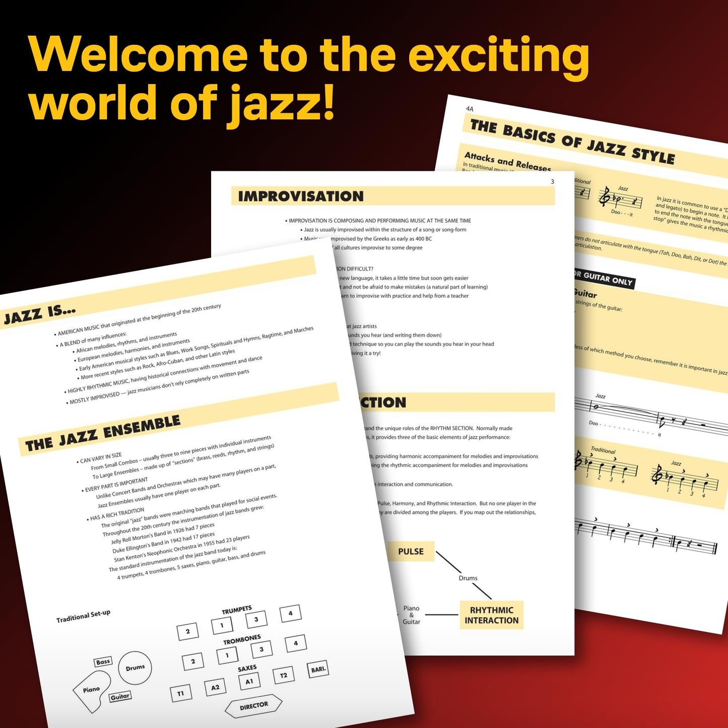 Essential Elements for Jazz Ensemble - Guitar  Beginner Jazz Method for Guitarists with Online Audio  Learn Jazz Improvisation, Swing Style, and Theory  Hal Leonard Jazz Instruction Book