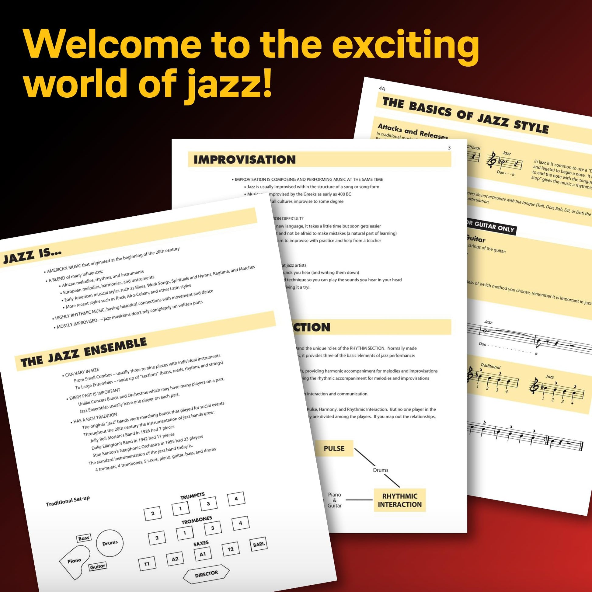 Essential Elements for Jazz Ensemble - Guitar  Beginner Jazz Method for Guitarists with Online Audio  Learn Jazz Improvisation, Swing Style, and Theory  Hal Leonard Jazz Instruction Book