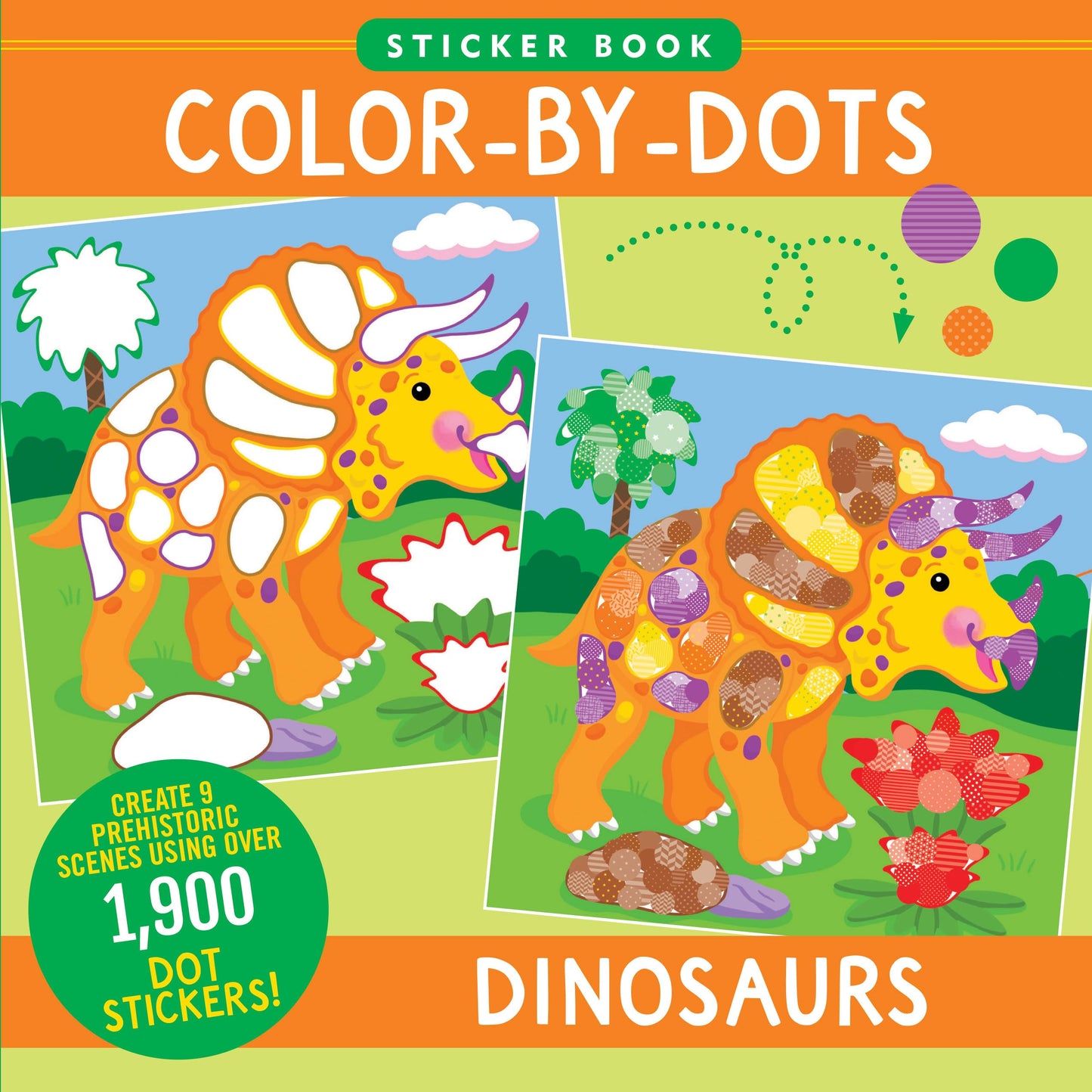 Color-By-Dots Sticker Book - Dinosaurs (Use over 1,900 dot stickers to create 9 incredible scenes)