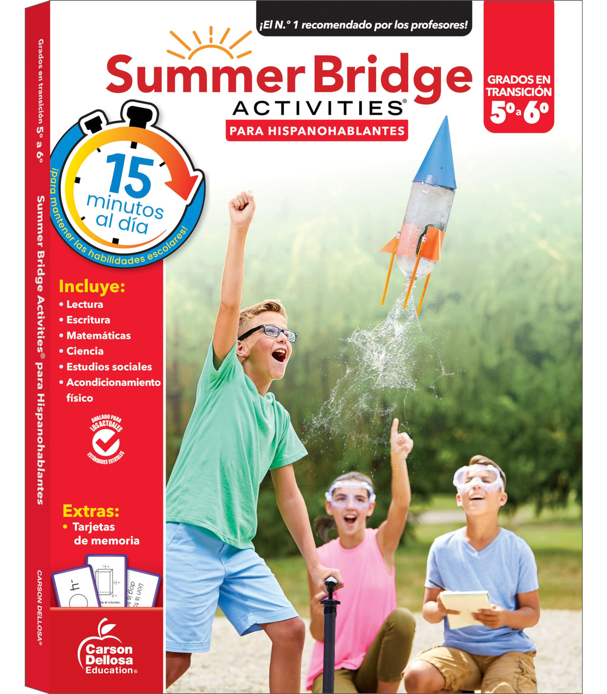 Summer Bridge Activities Spanish 5th to 6th Grade Workbooks All Subjects, Activity Book With Math, Reading Comprehension, Science, Fitness, Social Studies, Writing Practice, and Flash Cards