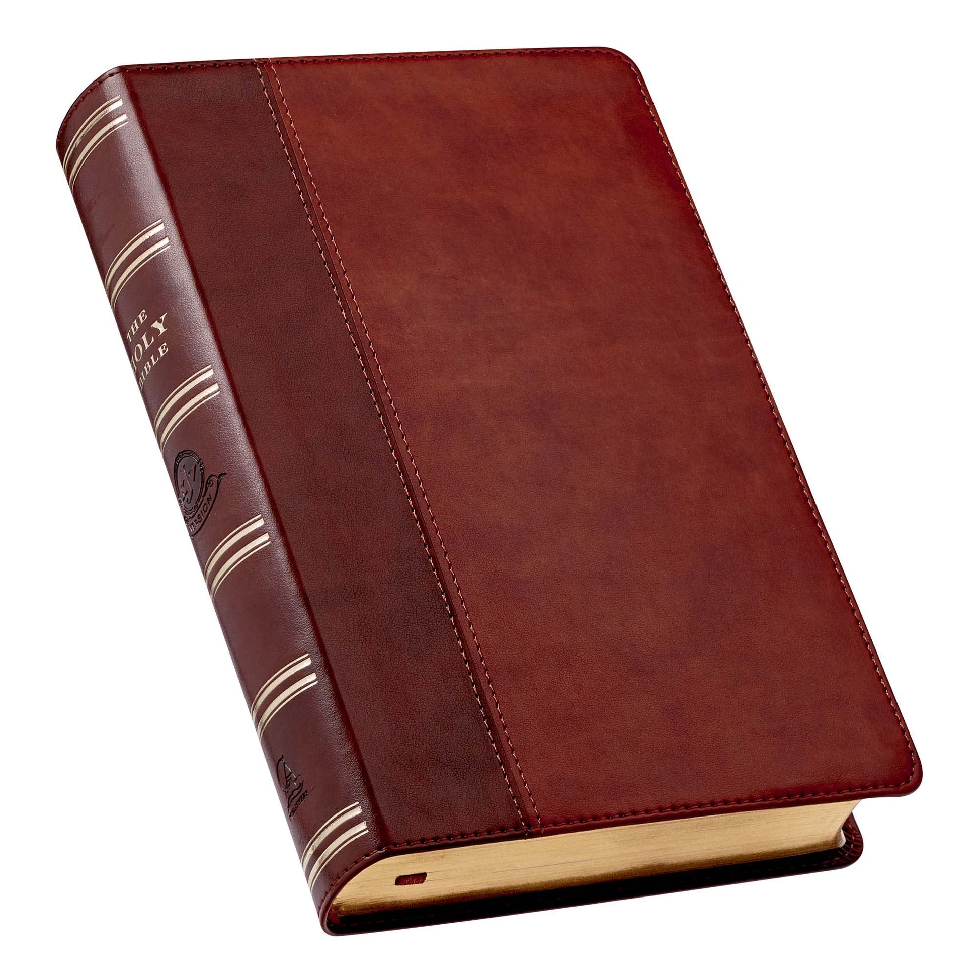KJV Holy Bible, Giant Print Standard Size Faux Leather Red Letter Edition - Thumb Index & Ribbon Marker, King James Version, Brown Two-tone (KJV Standard GP Editions)