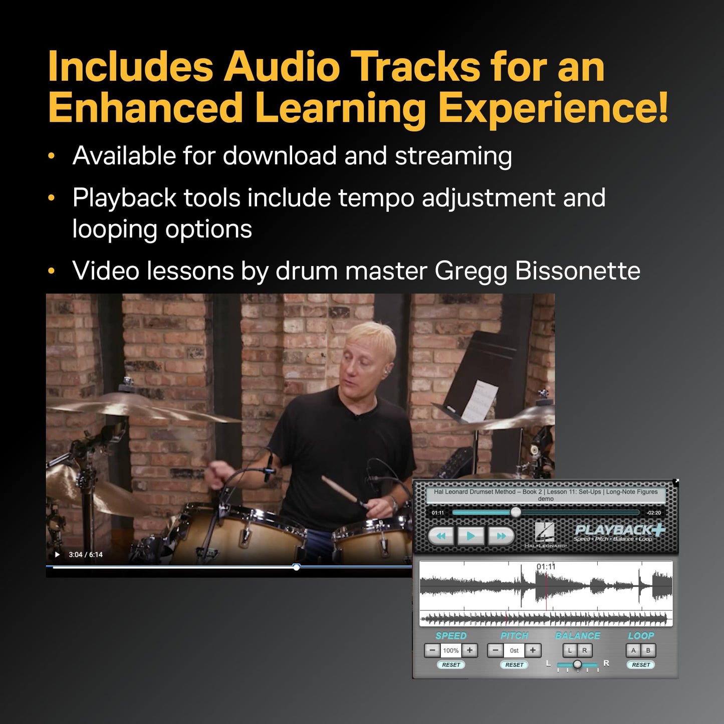 Hal Leonard Drumset Method Book 2  Intermediate Drum Instruction Book with Online Audio and Video  Learn Drum Set with Gregg Bissonette  Funk, Jazz, Chart Reading, Ghost Notes, and More